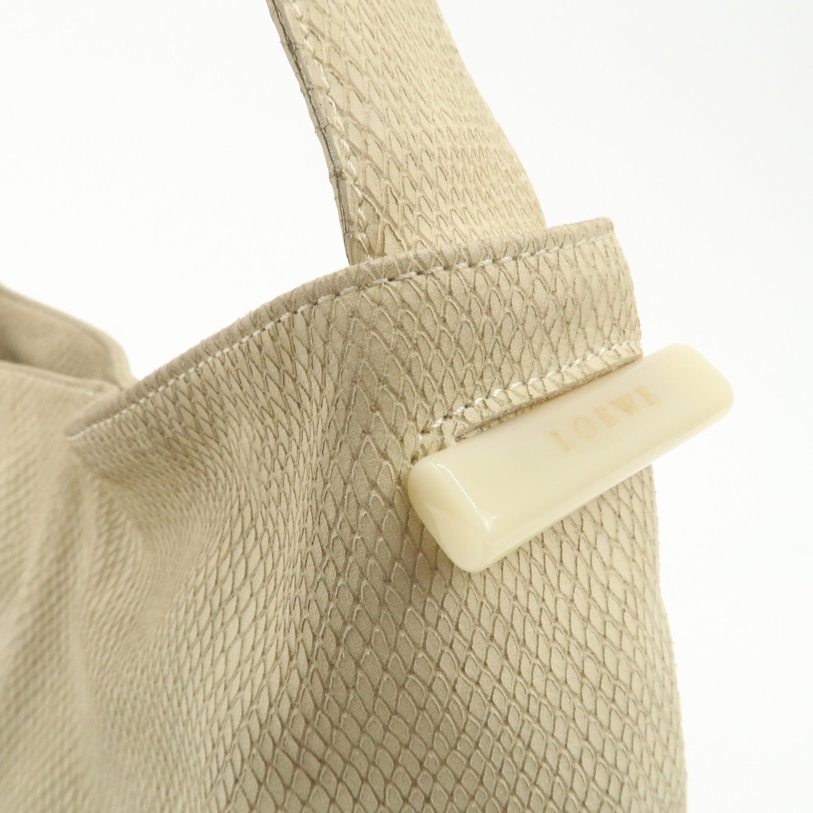 LOEWE Leather Shoulder Bag Hand Bag Ivory Gold Hardware