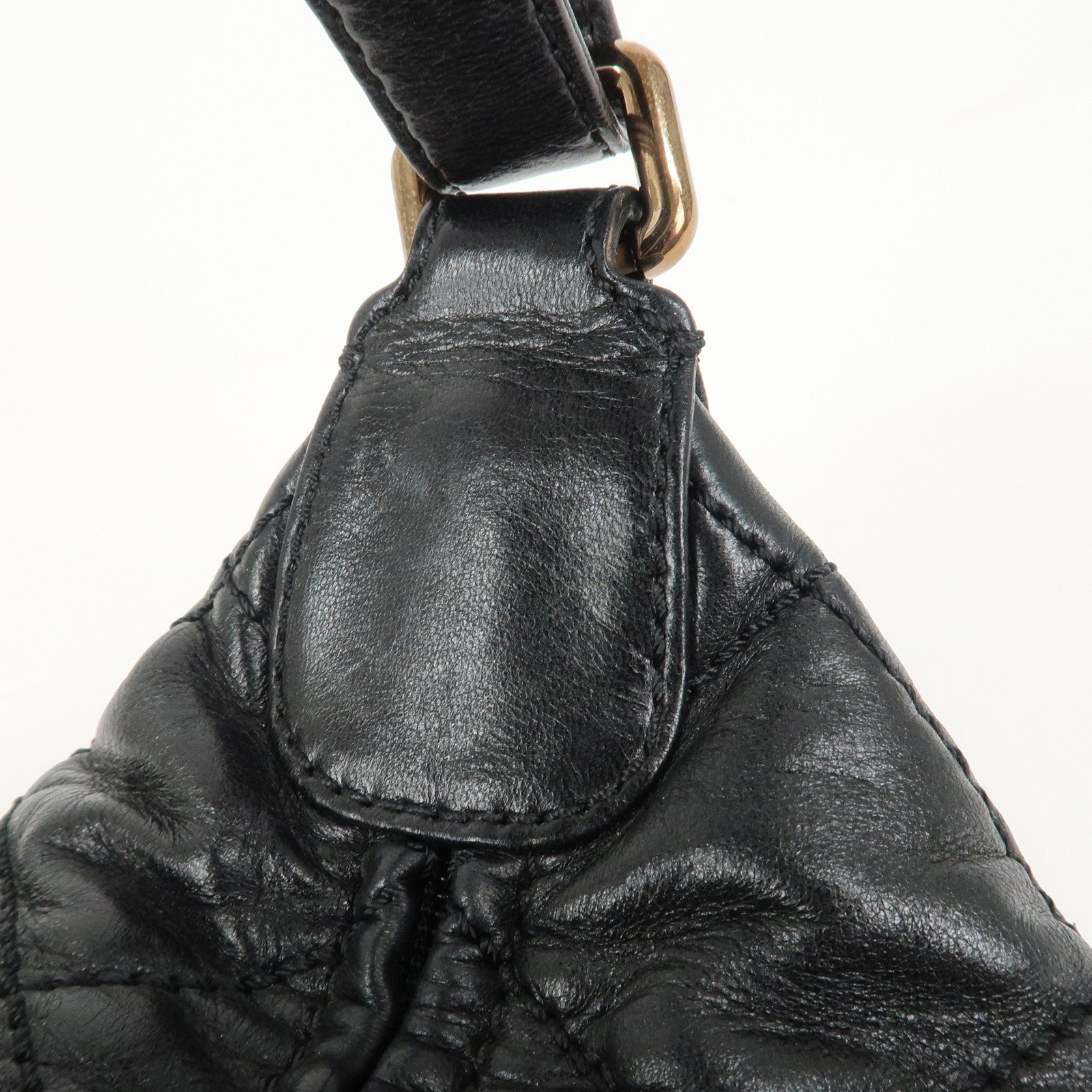 CHANEL Matelasse COCO Mark Lamb Skin Shoulder Bag Hand Bag Black