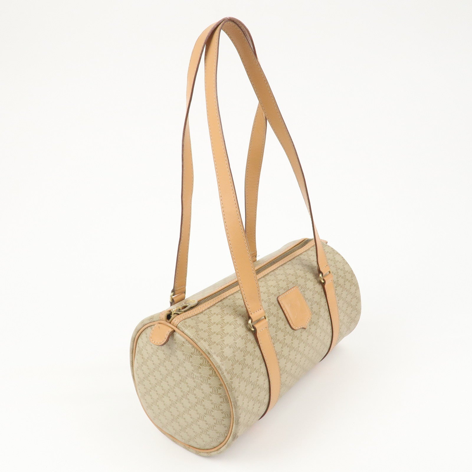 CELINE Macadam PVC Leather Shoulder Bag Hand Bag Beige