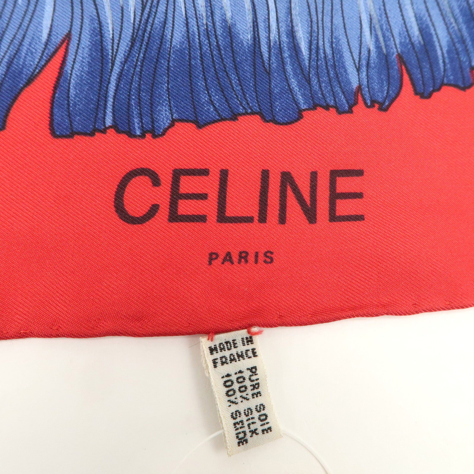 CELINE Silk 100% Scarf Red Blue Yellow Multicolor