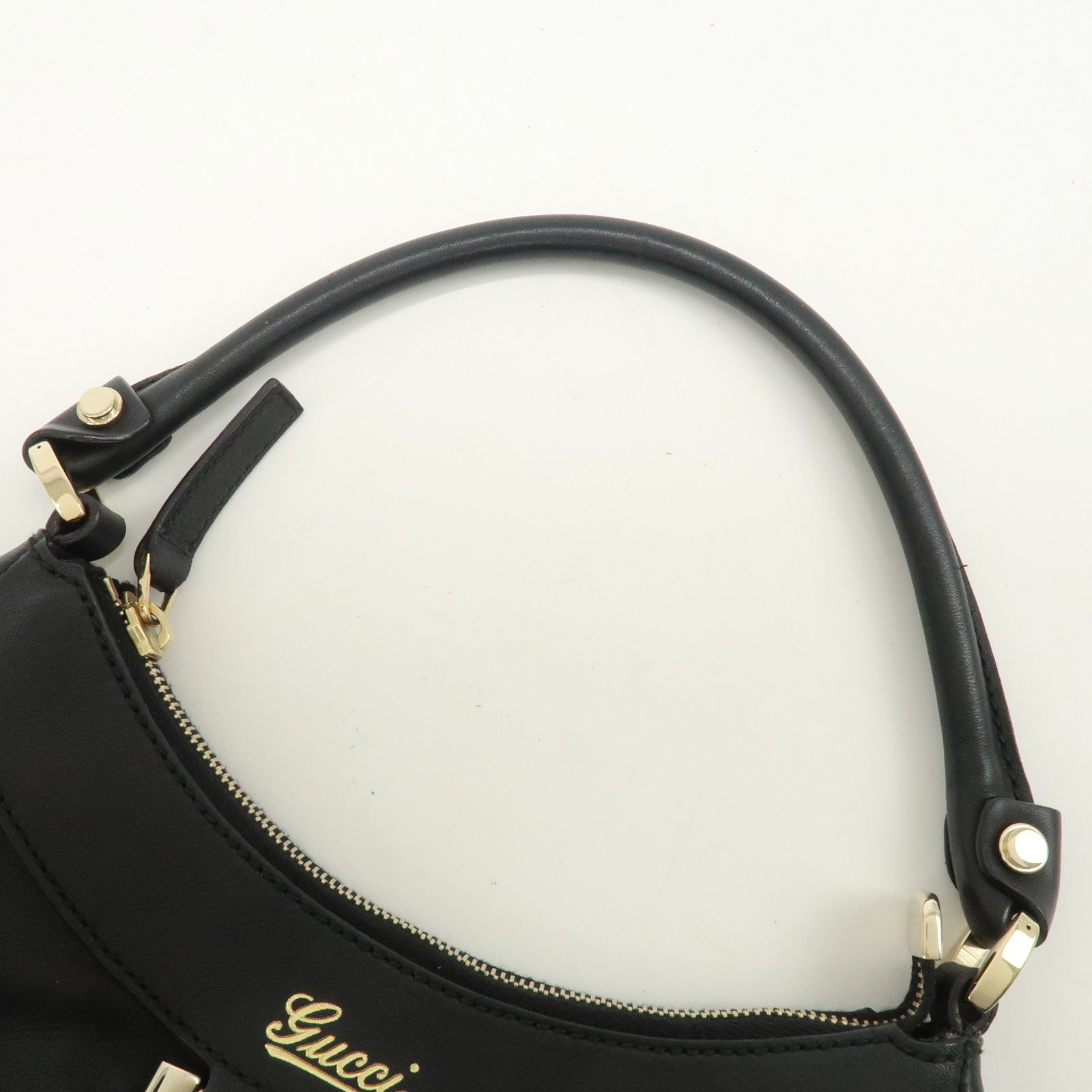 GUCCI Abbey Logo Leather Shoulder Bag Hand Bag Black 190525