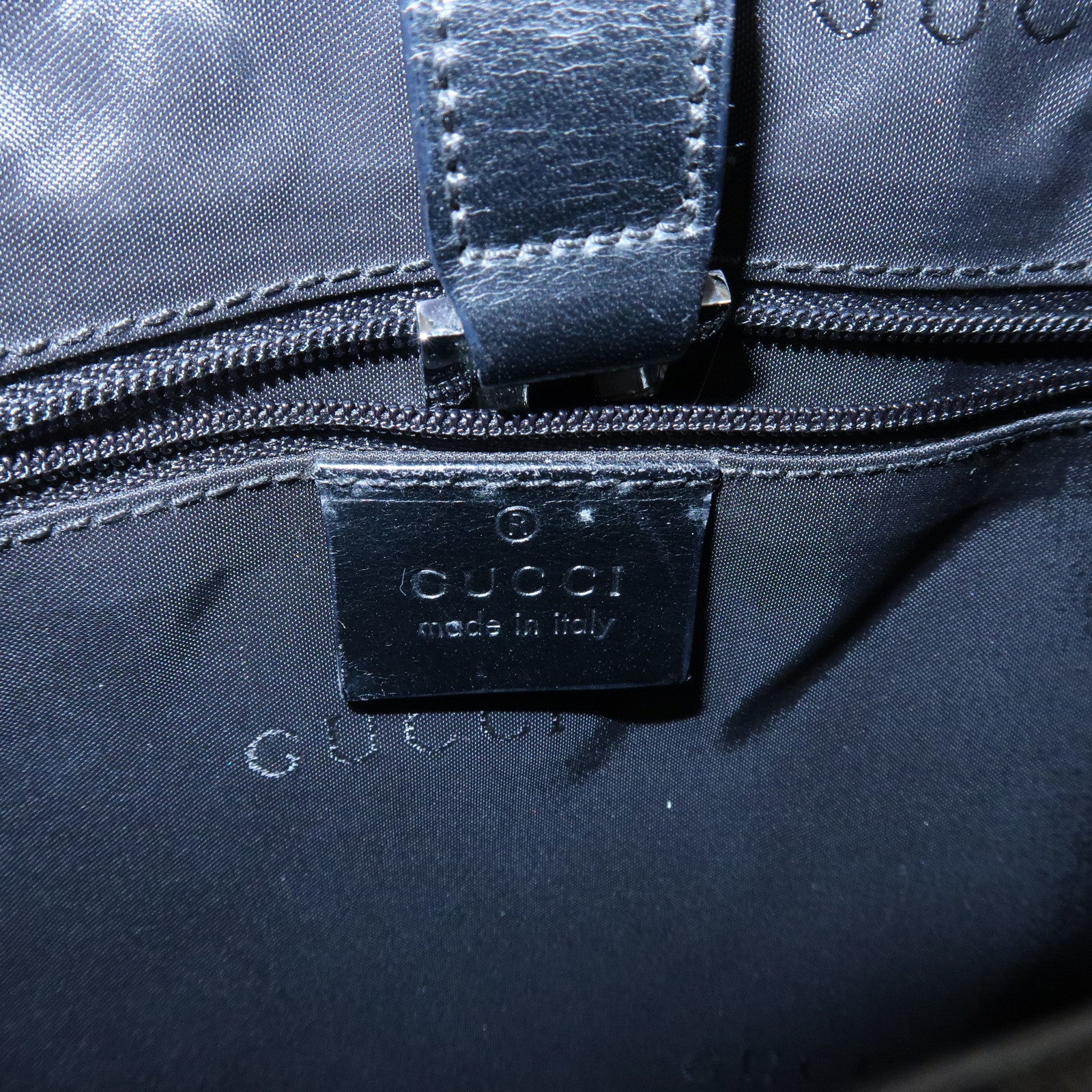 GUCCI Jackie Leather Python Shoulder Bag Black Pink 001.3306.3444 Used