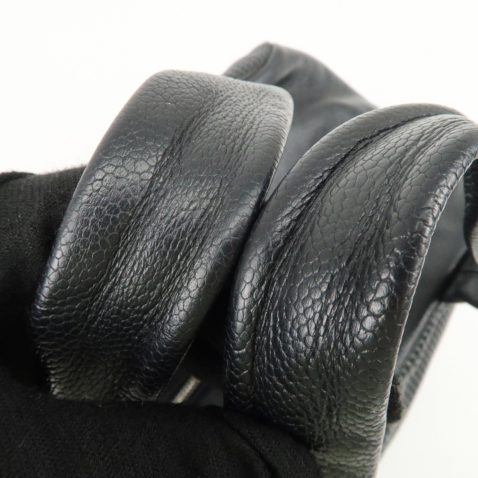 CHANEL COCO Mark Caviarskin Punching Boston Bag Black Used