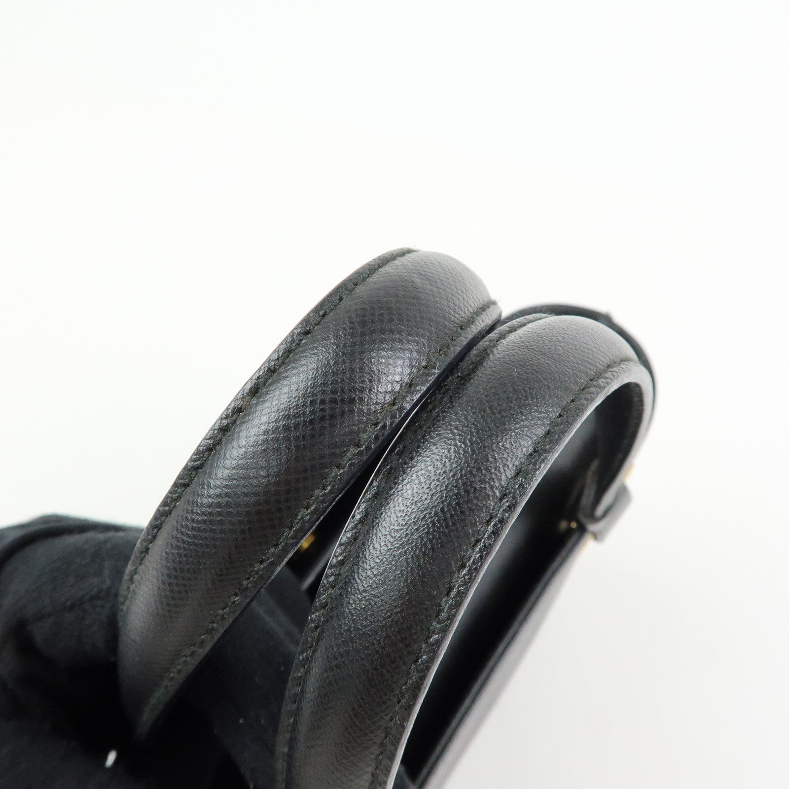 Ferragamo Gancini Leather Tote Bag Hand Bag Bucket Bag Black