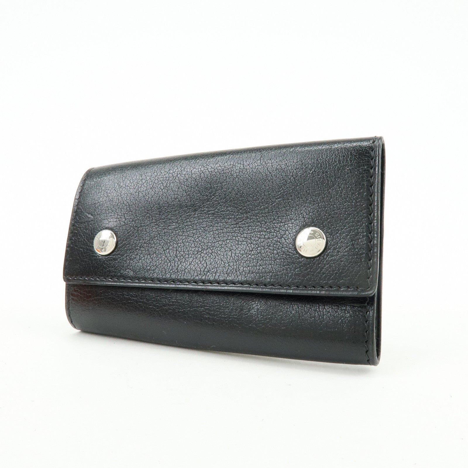 HERMES Serie Etui Cle 4 Box Calf Leather F Stamped Key Case Black
