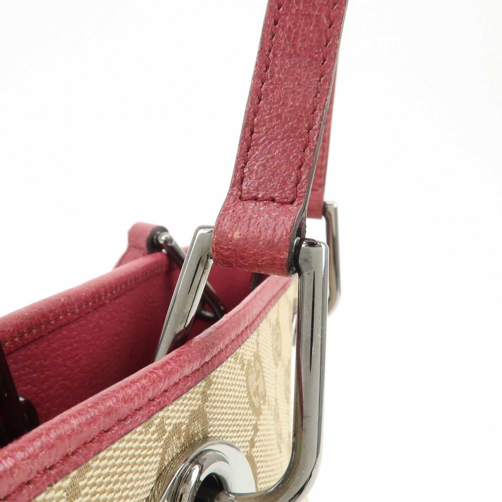 GUCCI GG Monogram Canvas Leather Tote Bag Hand Bag Beige 120840