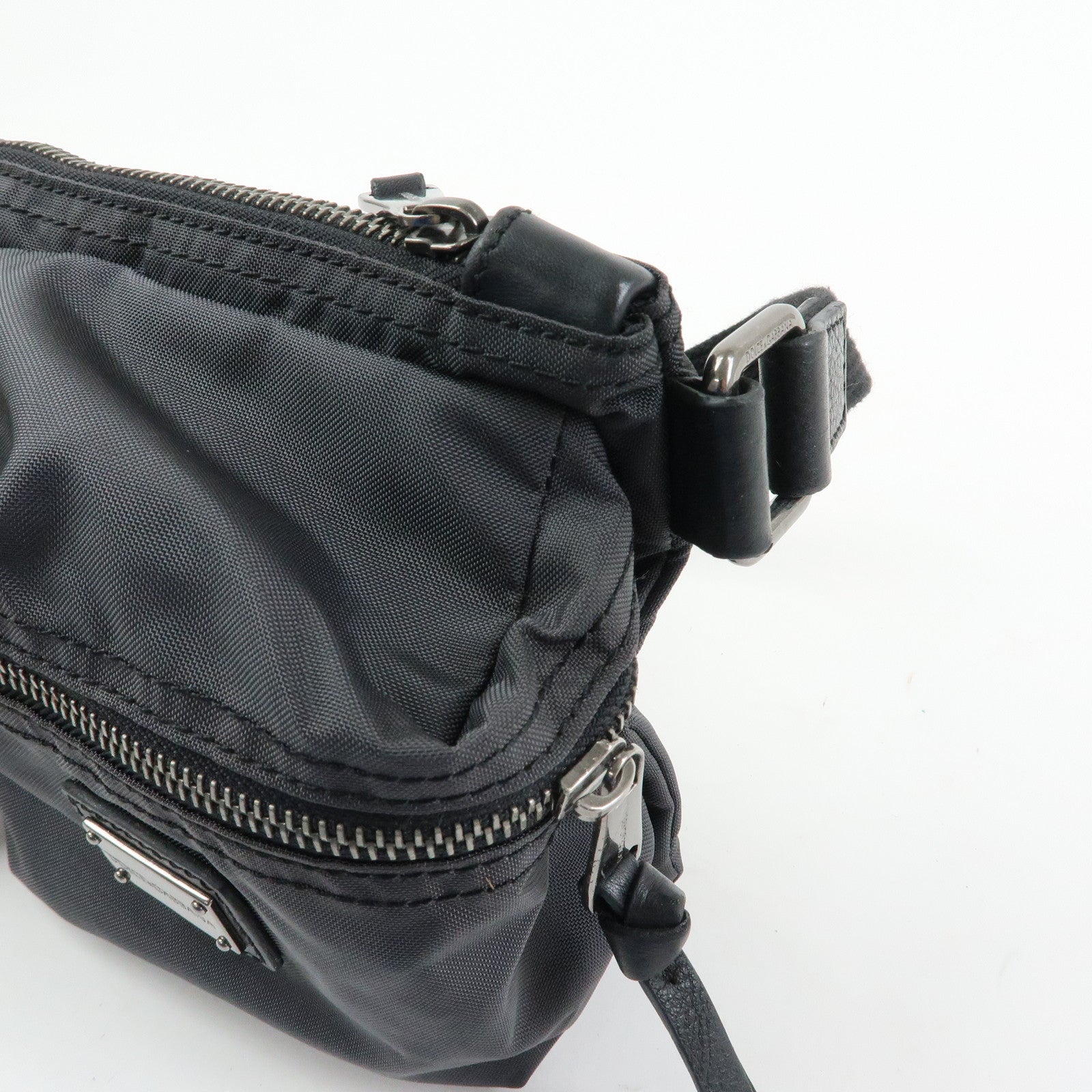 Dolce & Gabbana Nylon Leather Waist Bag Body Bag Black