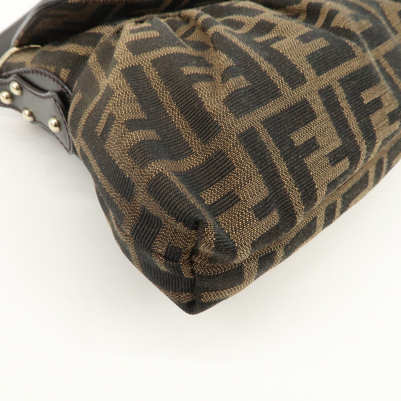 FENDI Zucca Canvas Leather Shoulder Bag Hand Bag Brown 8BR445
