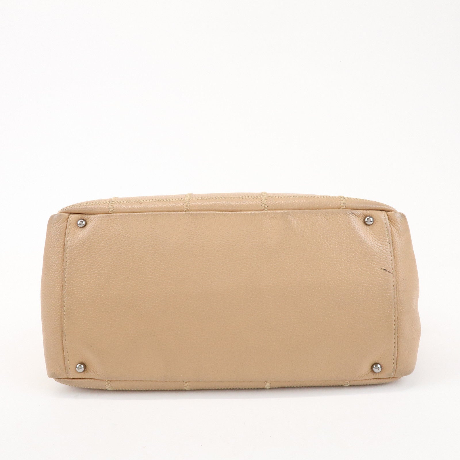 CHANEL Chocolate Bar Caviarskin Boston Bag Shoulder Bag Beige