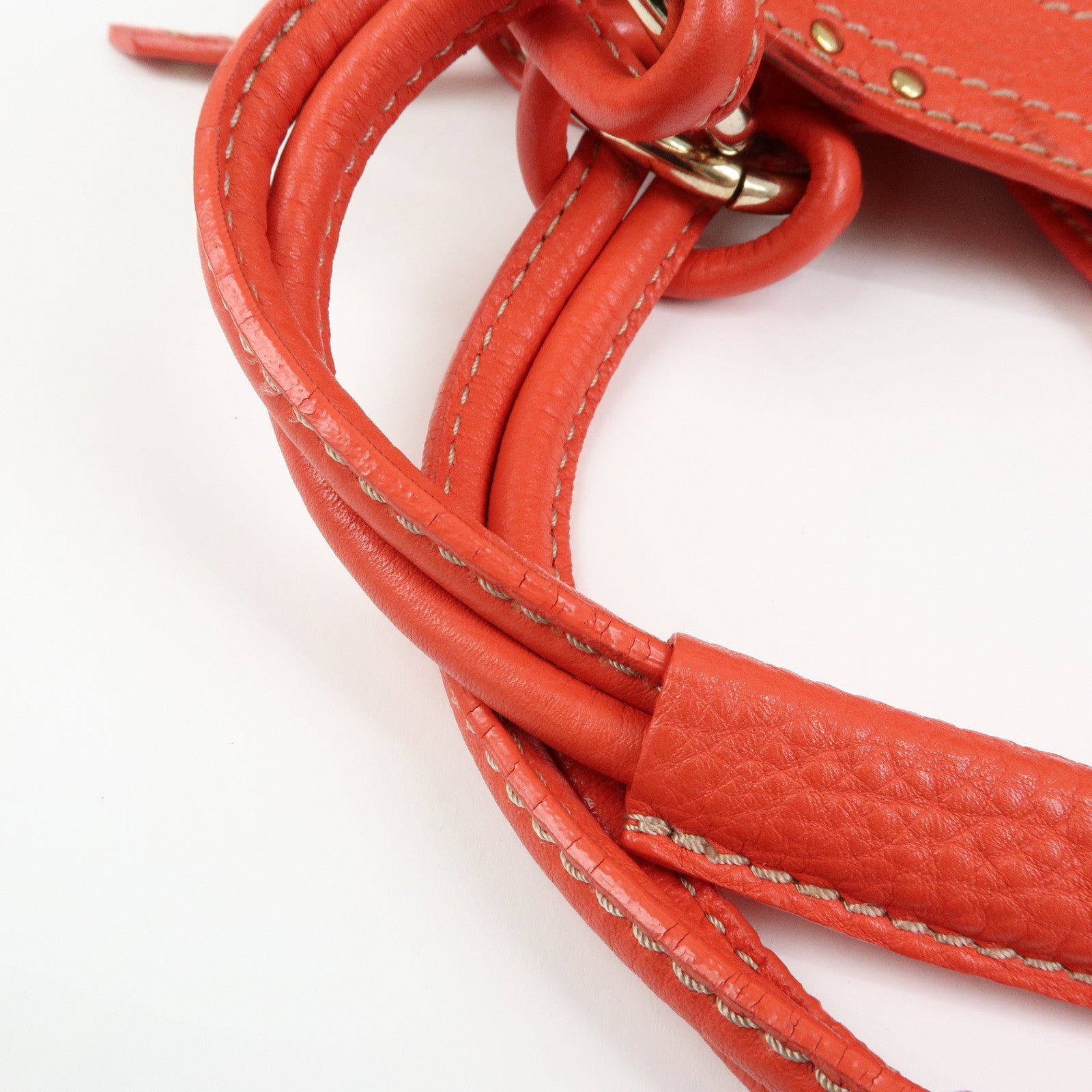 CELINE Bittersweet Leather Shoulder Bag Hand Bag Tote Bag Red