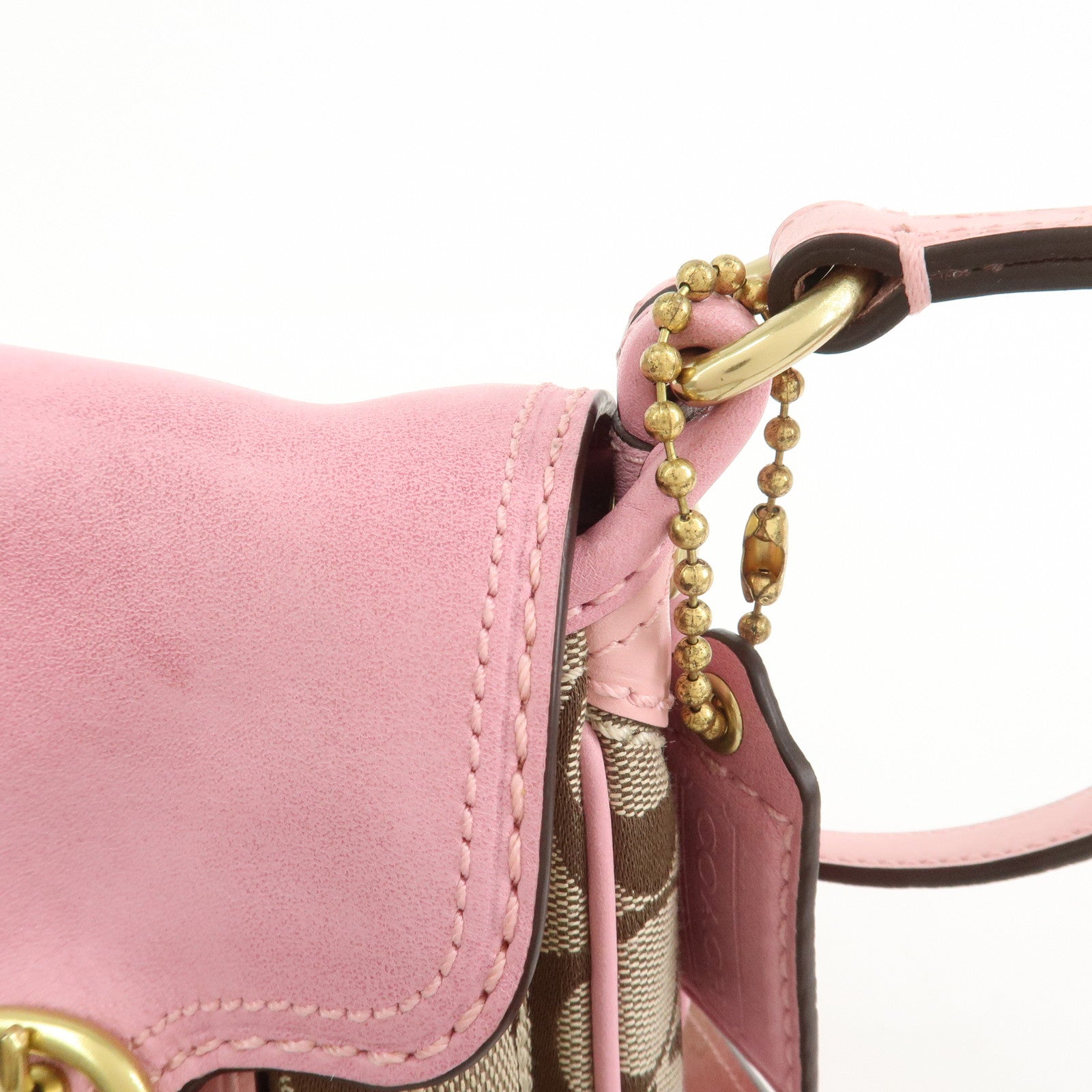 COACH Signature Canvas Leather Shoulder Crossbody Bag Pink