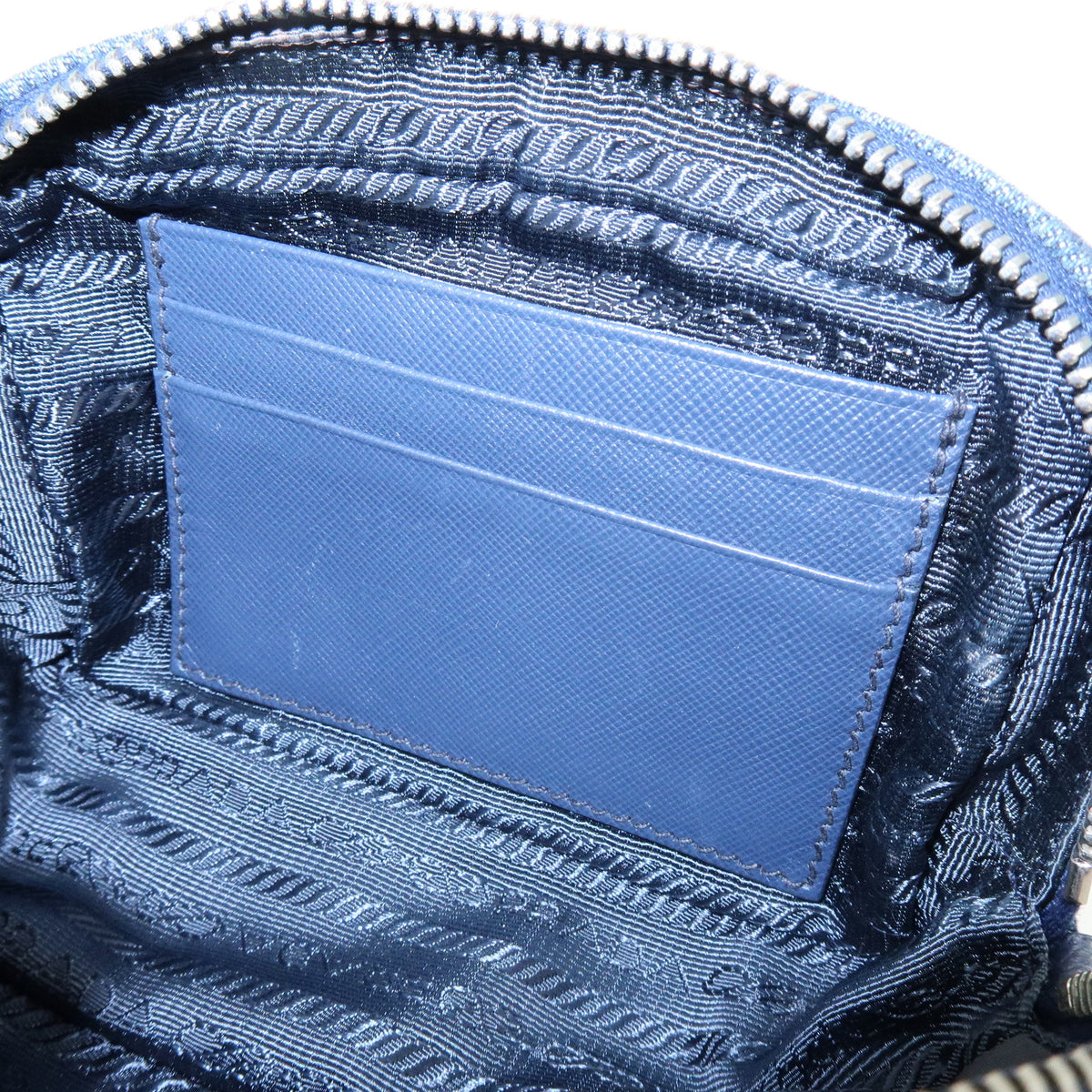 PRADA Logo Denim Shoulder Bag Crossbody Bag Rhinestone Blue