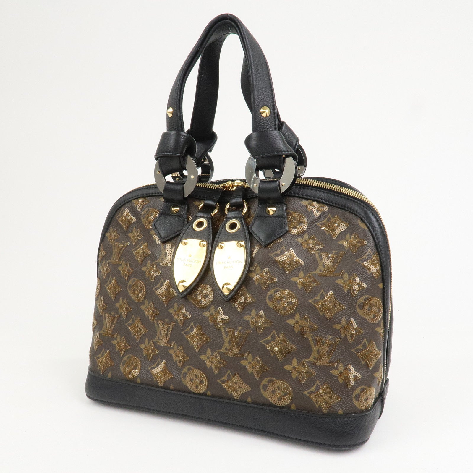 Louis Vuitton Monogram Eclipse Alma Hand Bag Ambre Brown M40245