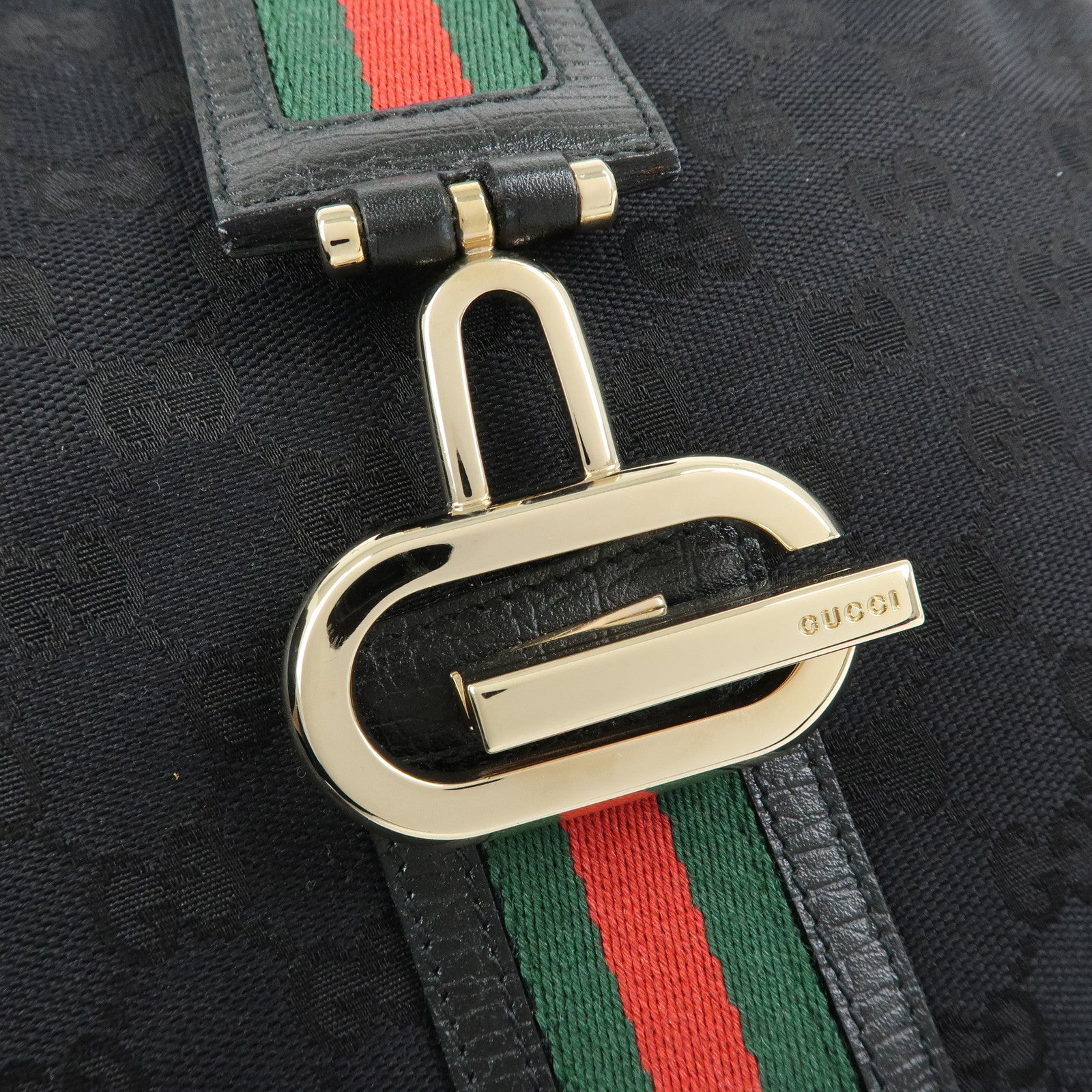 GUCCI Sherry GG Canvas Leather Shoulder Bag Hand Bag Black 130779
