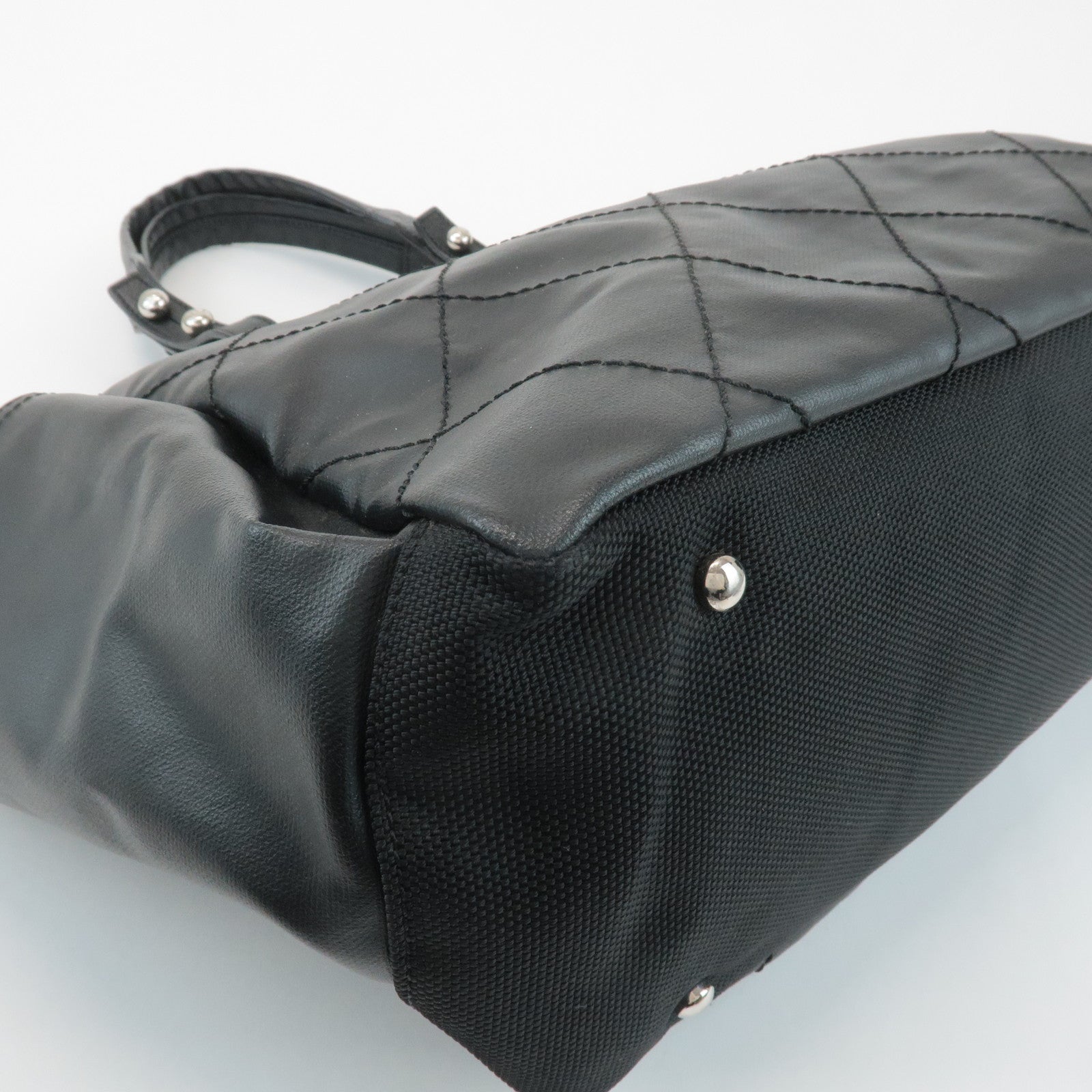 CHANEL COCO Paris Biarritz GM Coated Canvas Leather Tote Bag Black