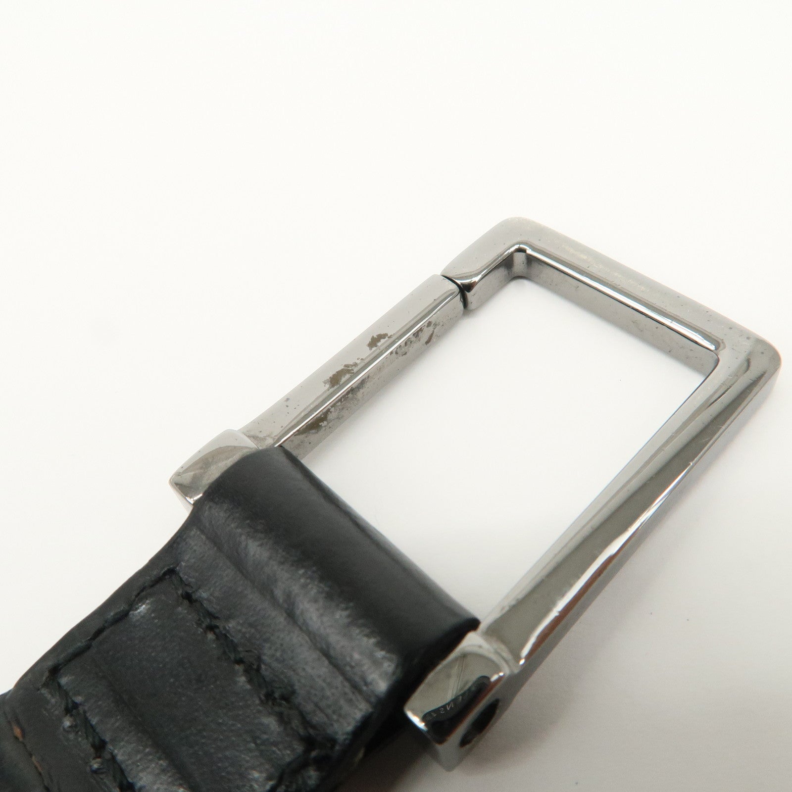 GUCCI Leather Metal Bag Charm Key Chain Key Charm Black Silver