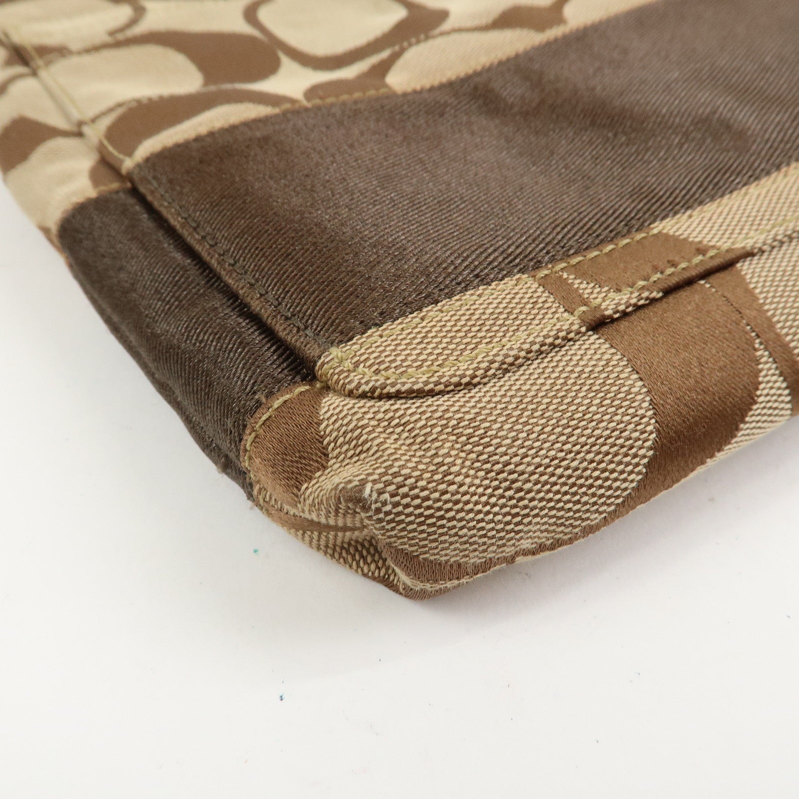 COACH Signature Canvas Leather Shoulder Crossbody Bag Beige Brown