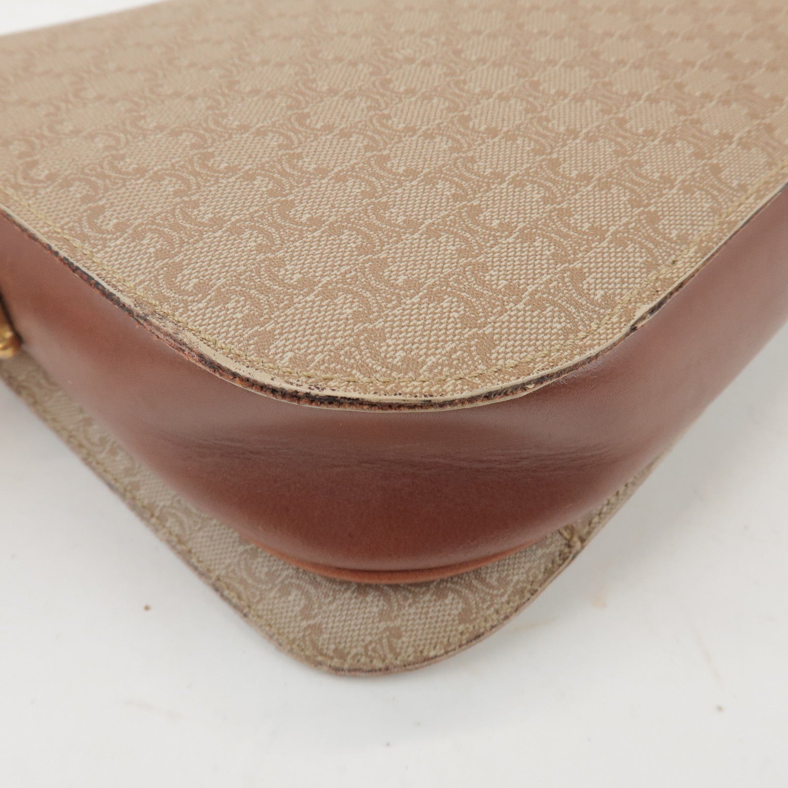 CELINE Macadam PVC Leather Shoulder Bag Beige Brown