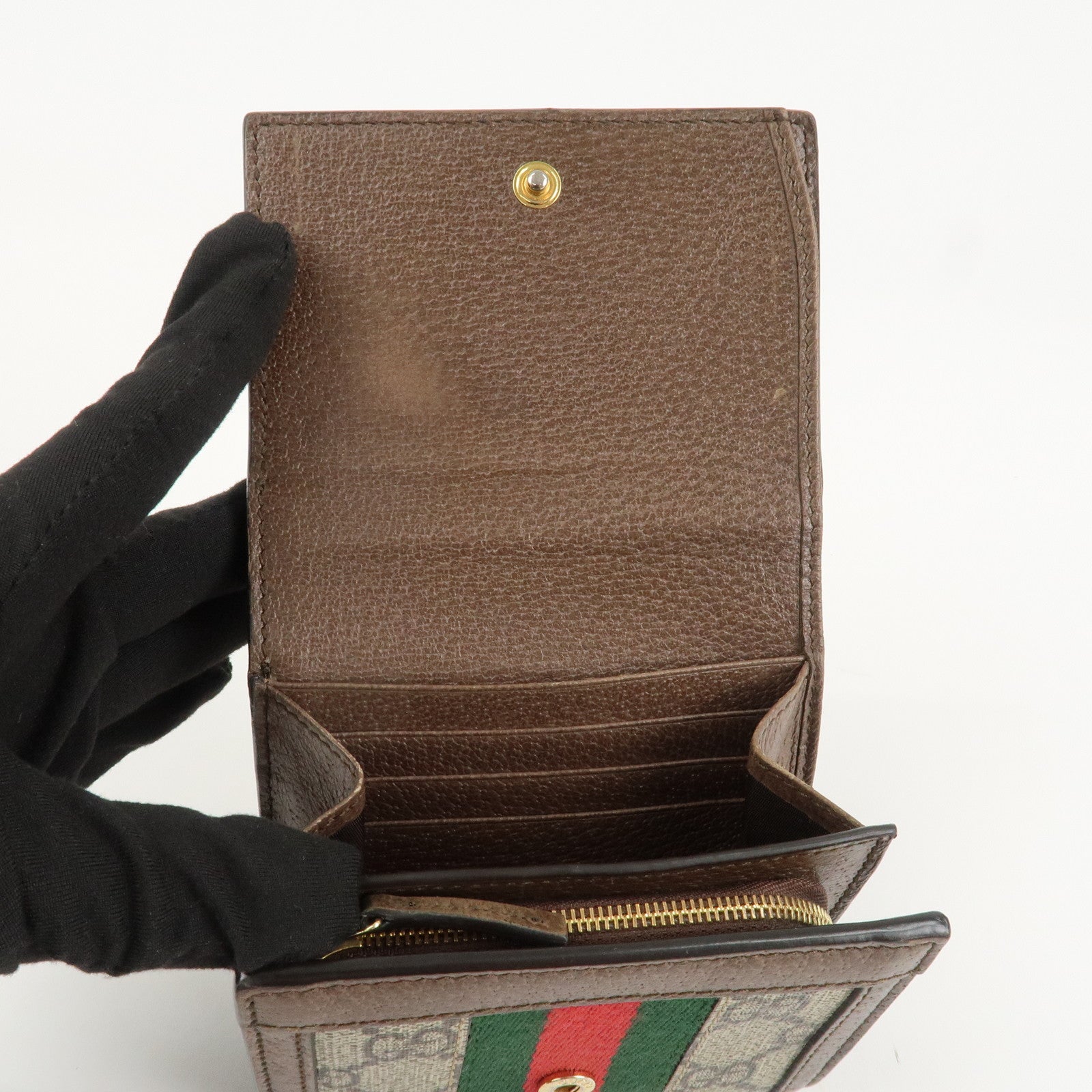 GUCCI Ophidia Sherry GG Supreme Leather Bifold Wallet 598662 Used