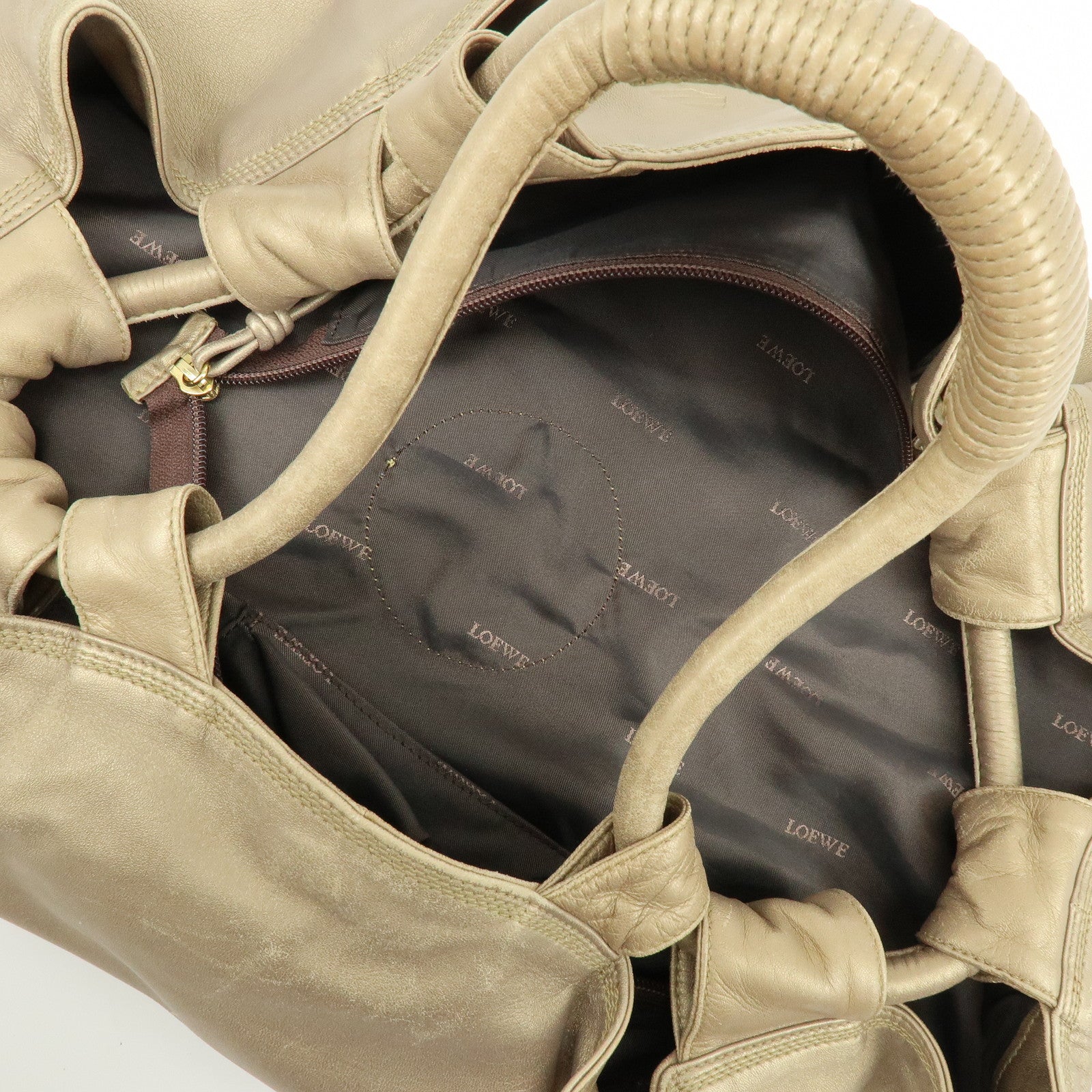 LOEWE Anagram Nappa Aire Leather Hand Bag Shoulder Bag Gold