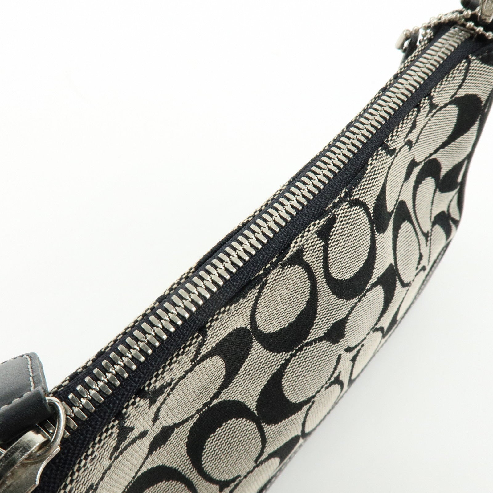 COACH Signature Canvas Leather Hand Bag Pouch Black