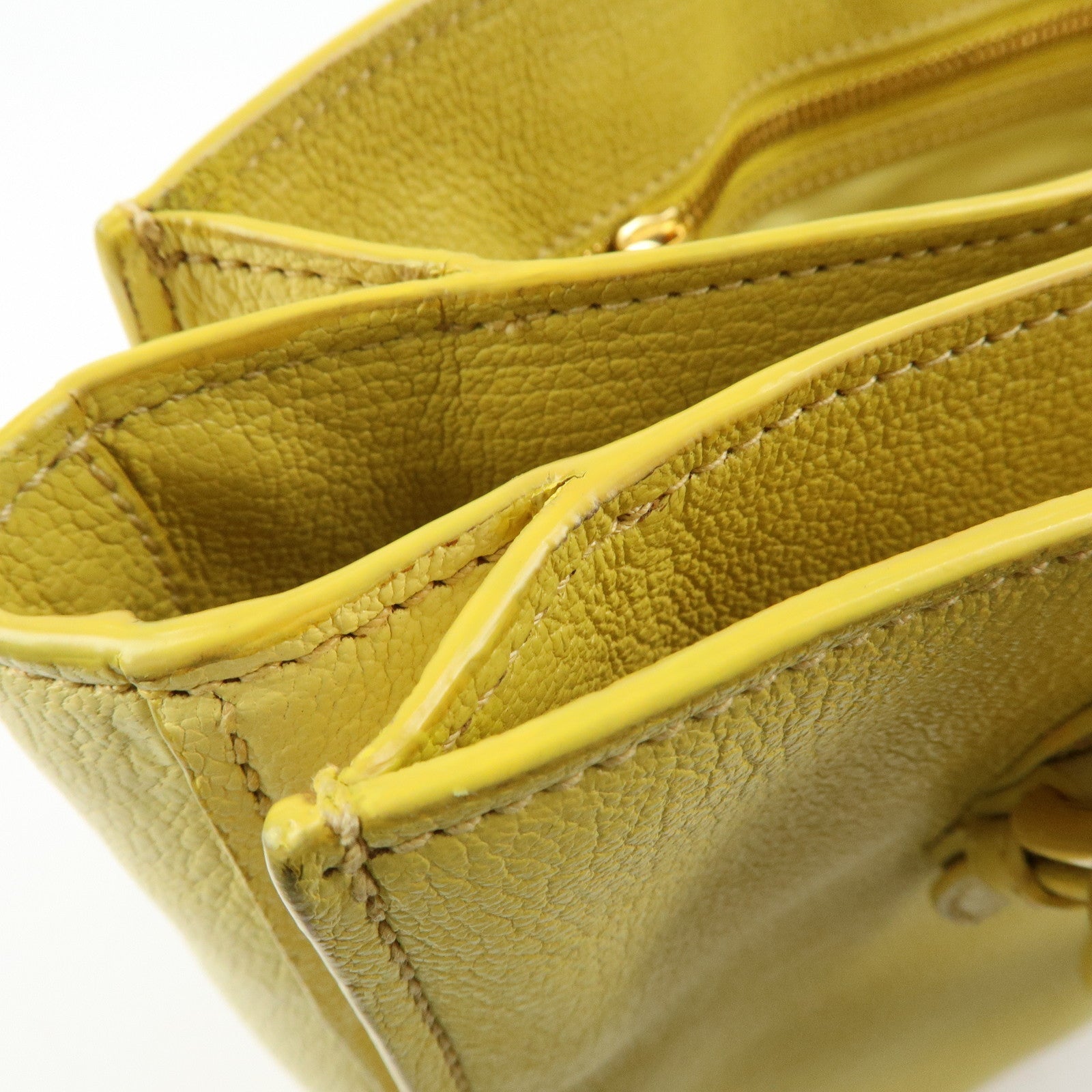 MIU MIU MADRAS Leather 2Way Bag Hand Bag Yellow RN0799