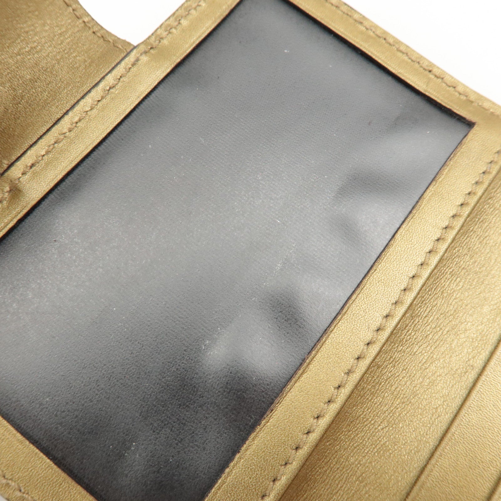 GUCCI Micro Guccissima Leather Card Case Gold 224261 Used