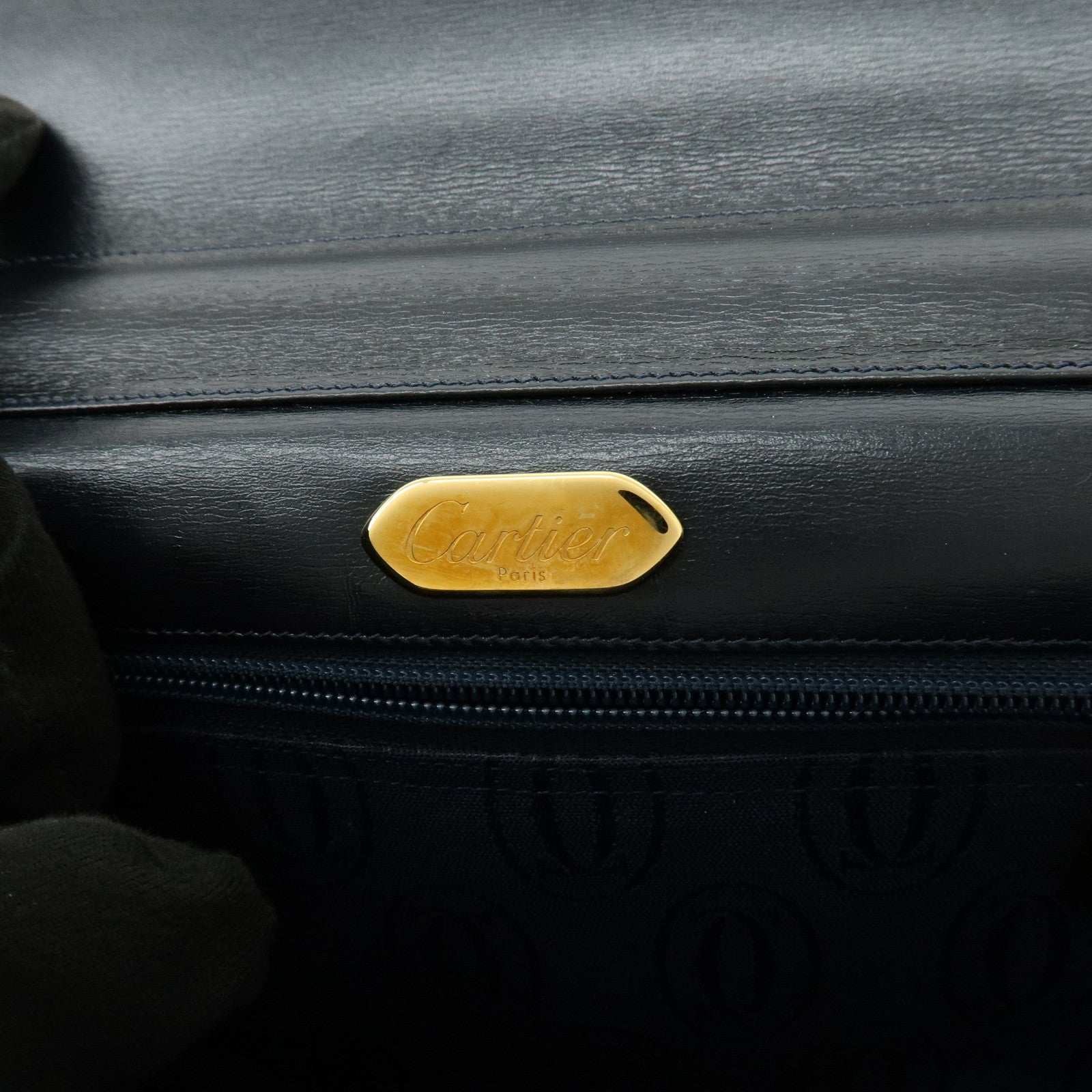 Cartier Leather Shoulder Bag Crossbody Bag Black