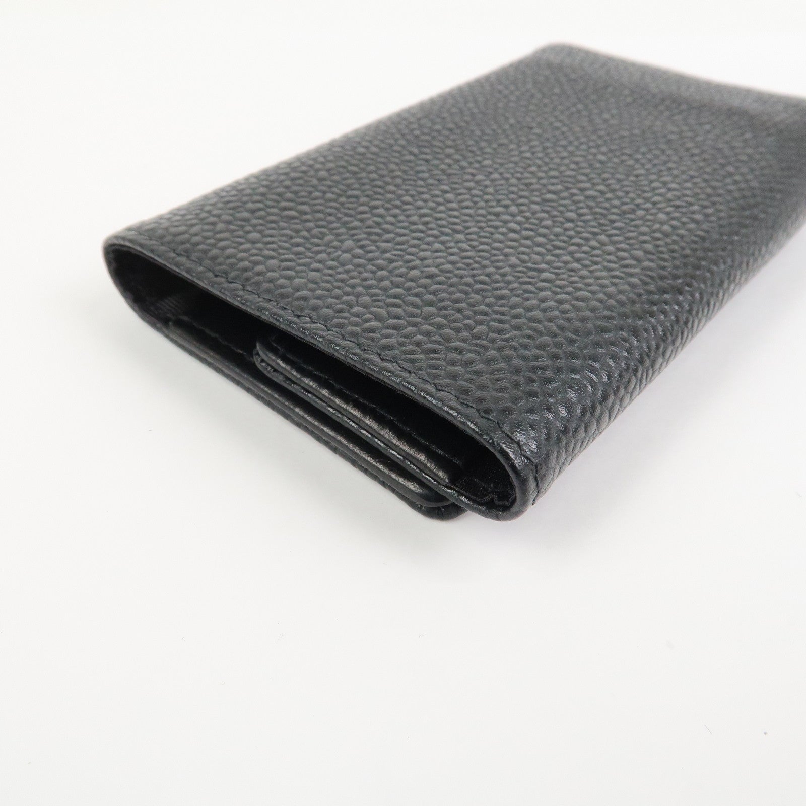 CHANEL COCO Mark Caviarskin 6 Rings Key Case Key Holder A01439