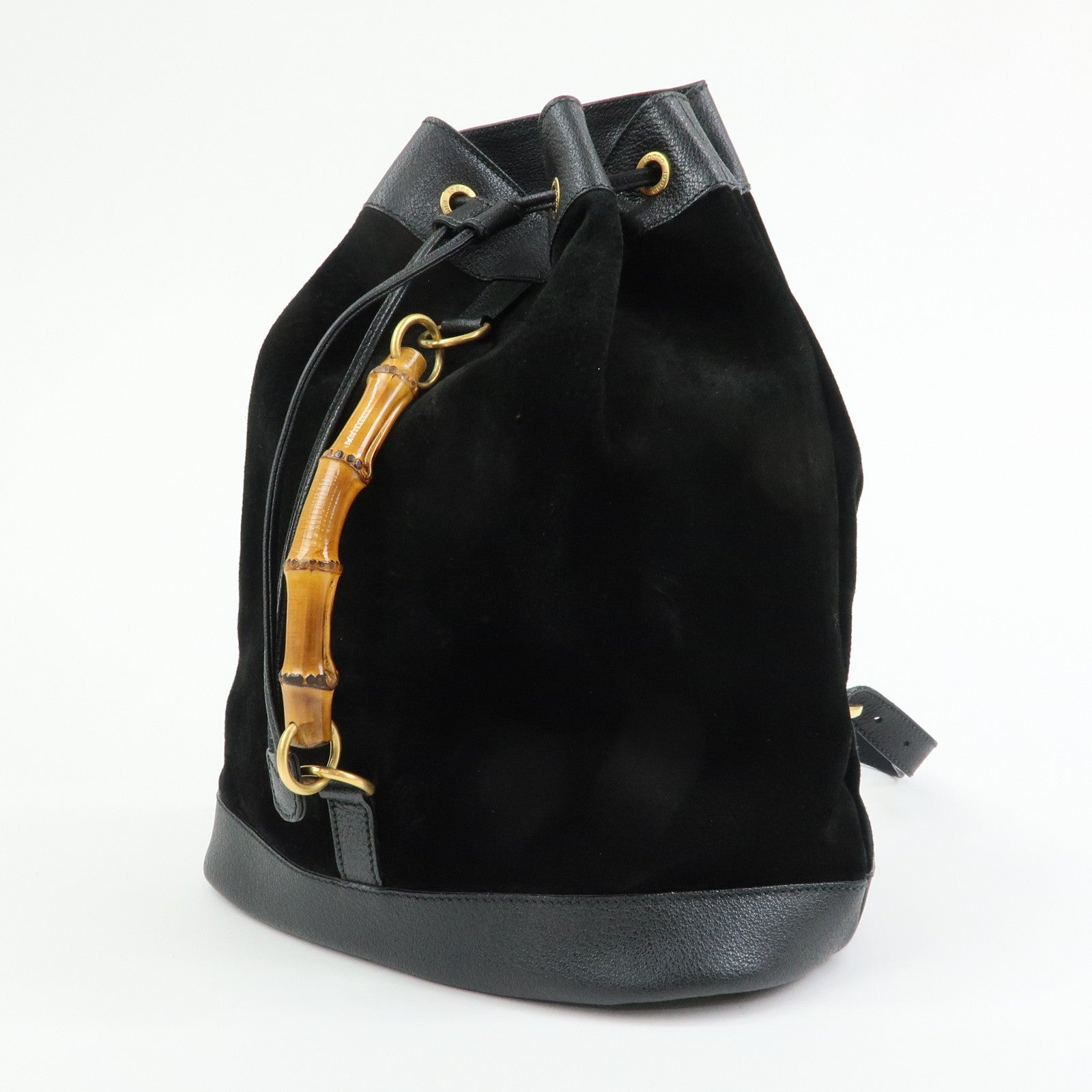 GUCCI Bamboo Suede Leather Backpack Rucksuck Black 003・2855・0043・0