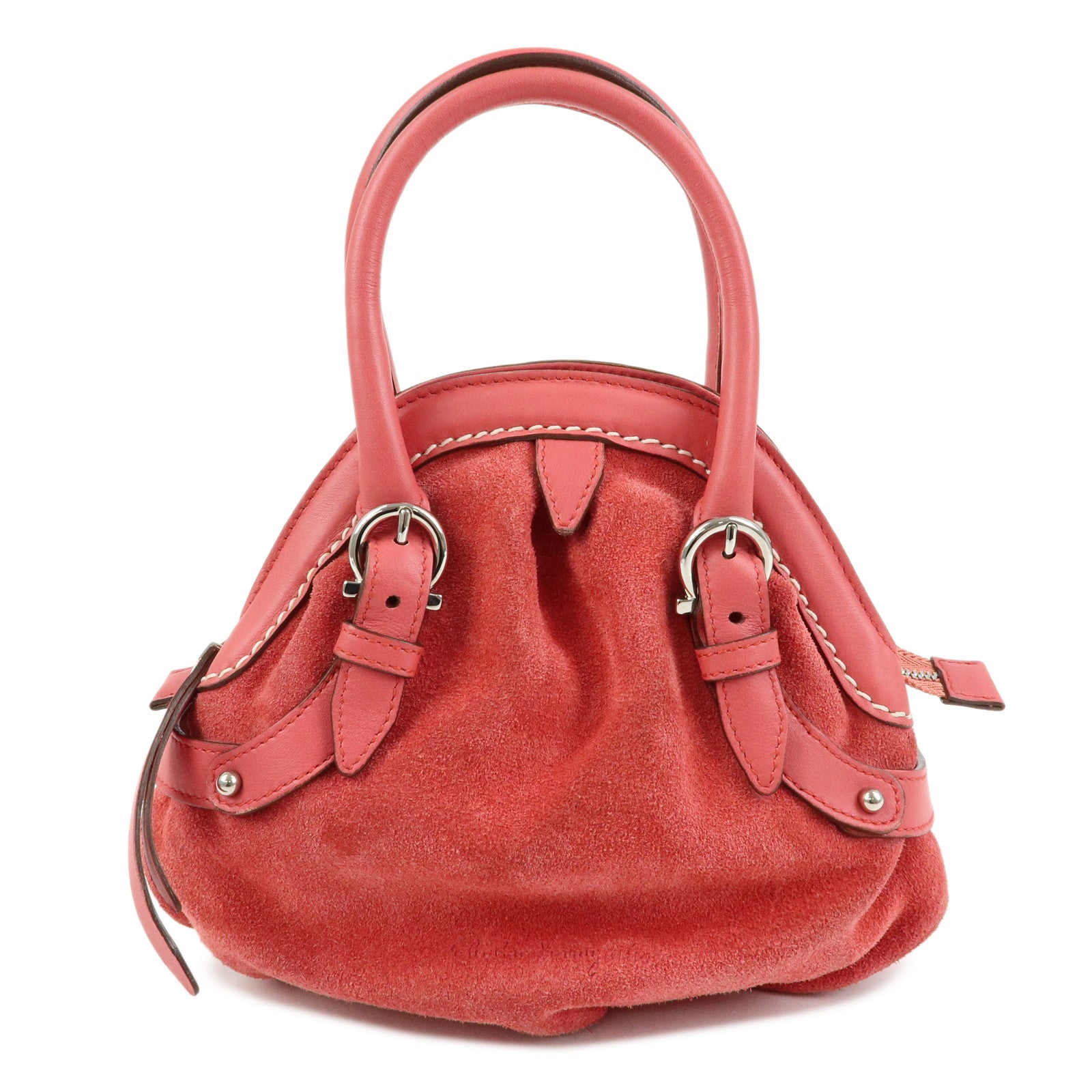 Ferragamo Gancini Suede Leather Small Hand Bag Pink