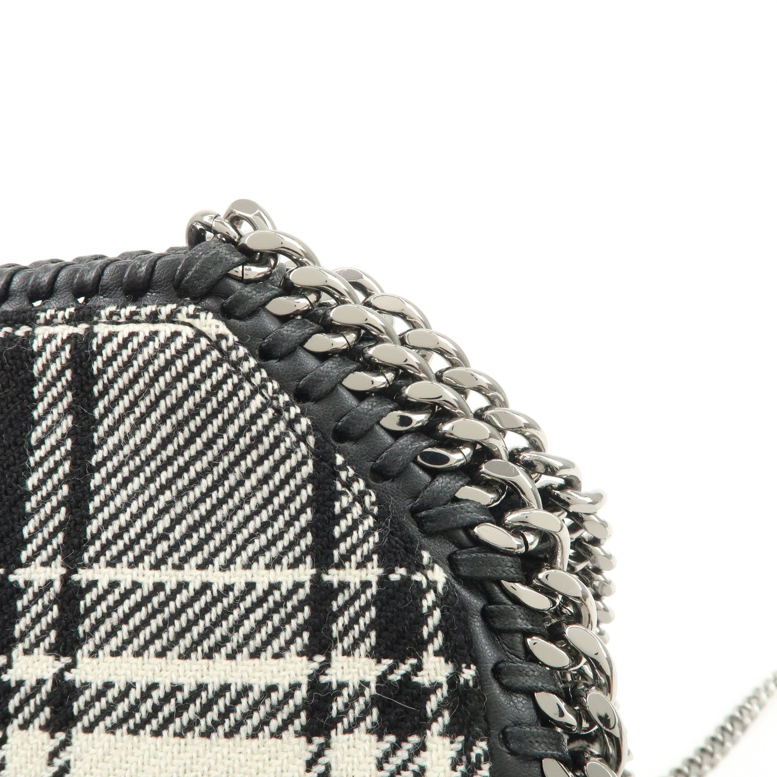 STELLA MCCARTNEY Wool Falabella 2Way Bag Hand Bag Black White