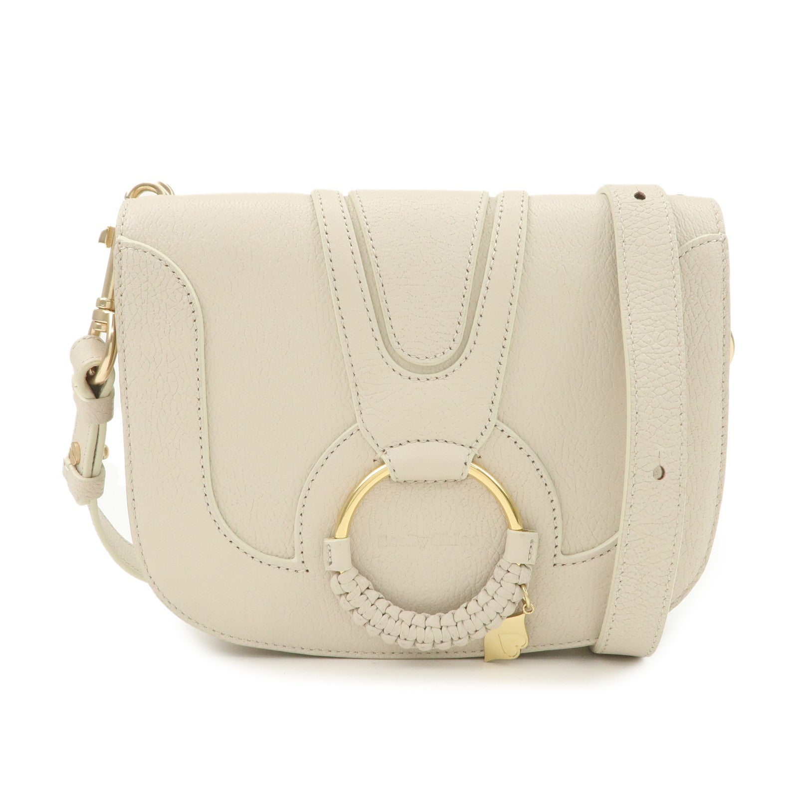 Chole See by Chloé Hana Leather Shoulder Bag Ivory Gold