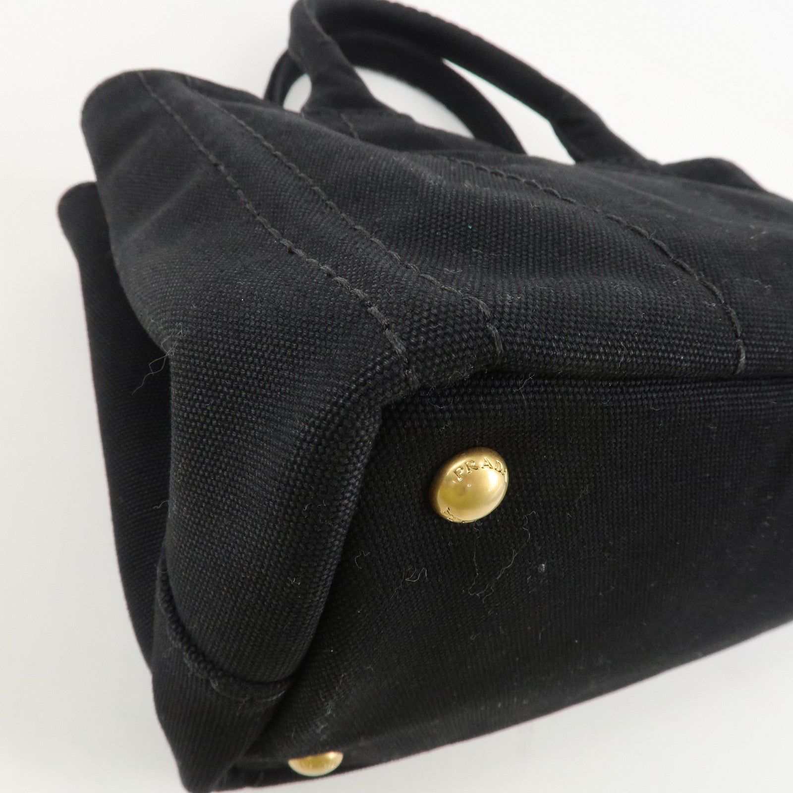 PRADA Logo Canapa Mini Canvas 2Way Bag Hand Tote Bag B2439G Black Used