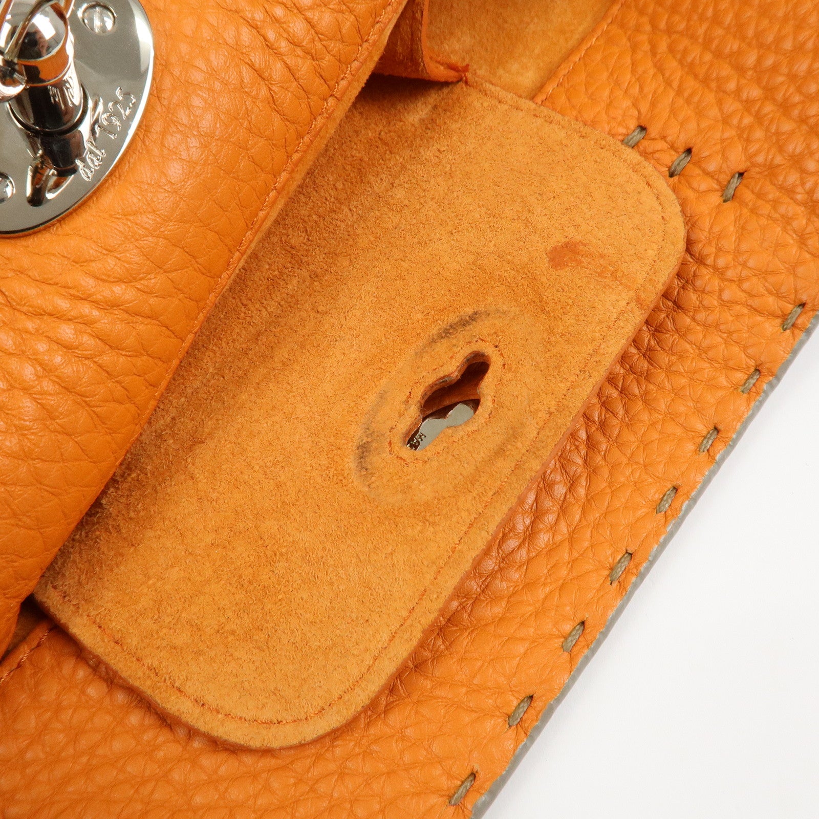 FENDI Selleria Carla Leather Tote Bag Shoulder Bag Gray 8BH257