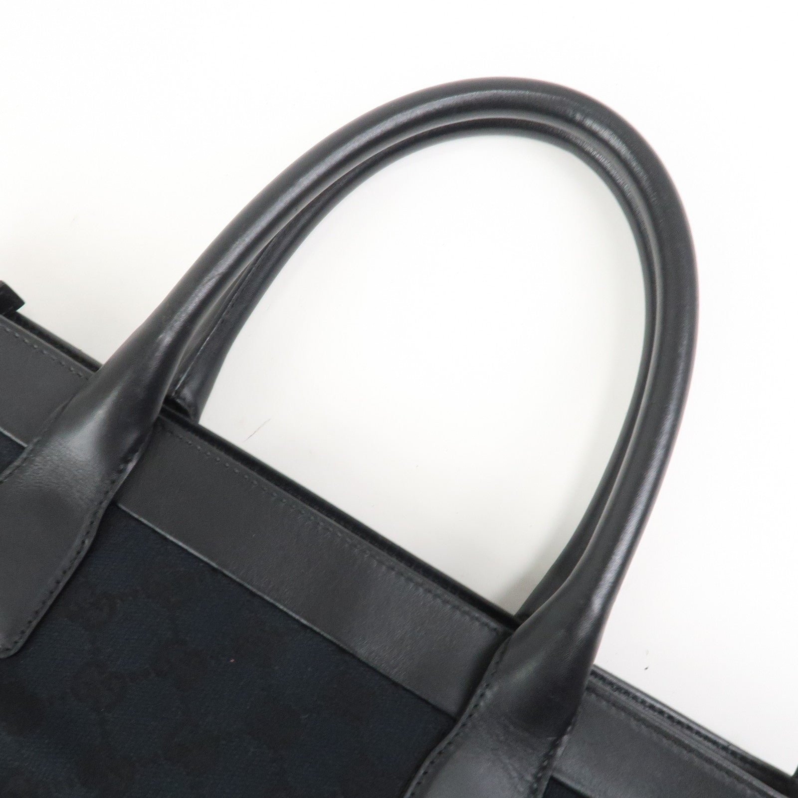GUCCI GG Monogram Canvas Leather Tote Bag Hand Bag Black 002.1119