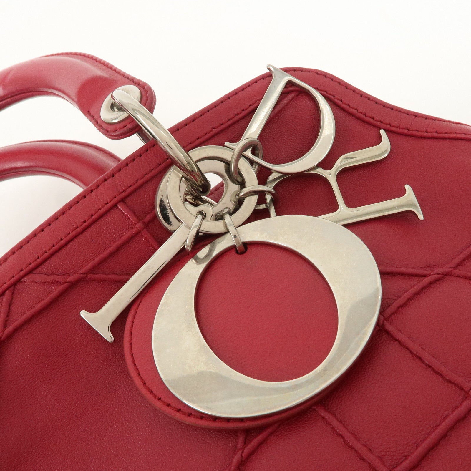 Christian Dior Leather 2Way Bag Hand Bag Shoulder Bag Pink Used