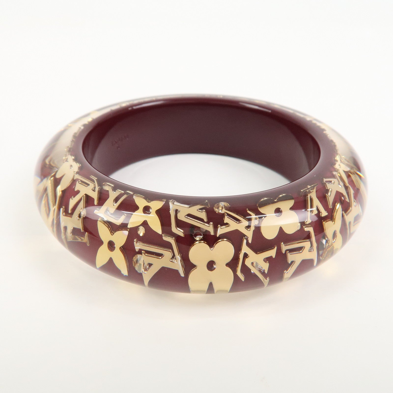 Louis Vuitton Monogram Inclusion GM Resin Bracelet Bangle Wine Red