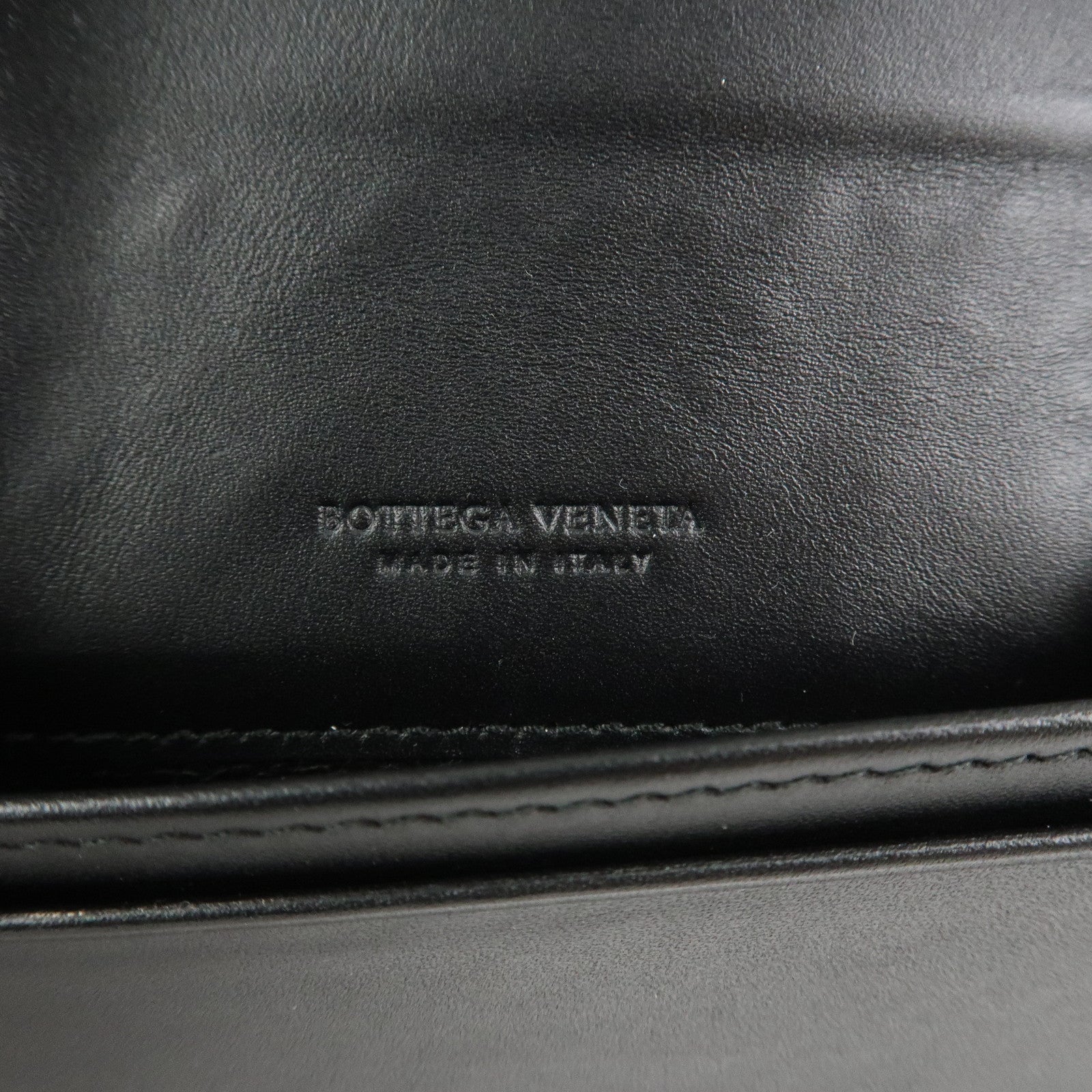 BOTTEGA VENETA Intrecciato Leather Card Case Card Holder Black