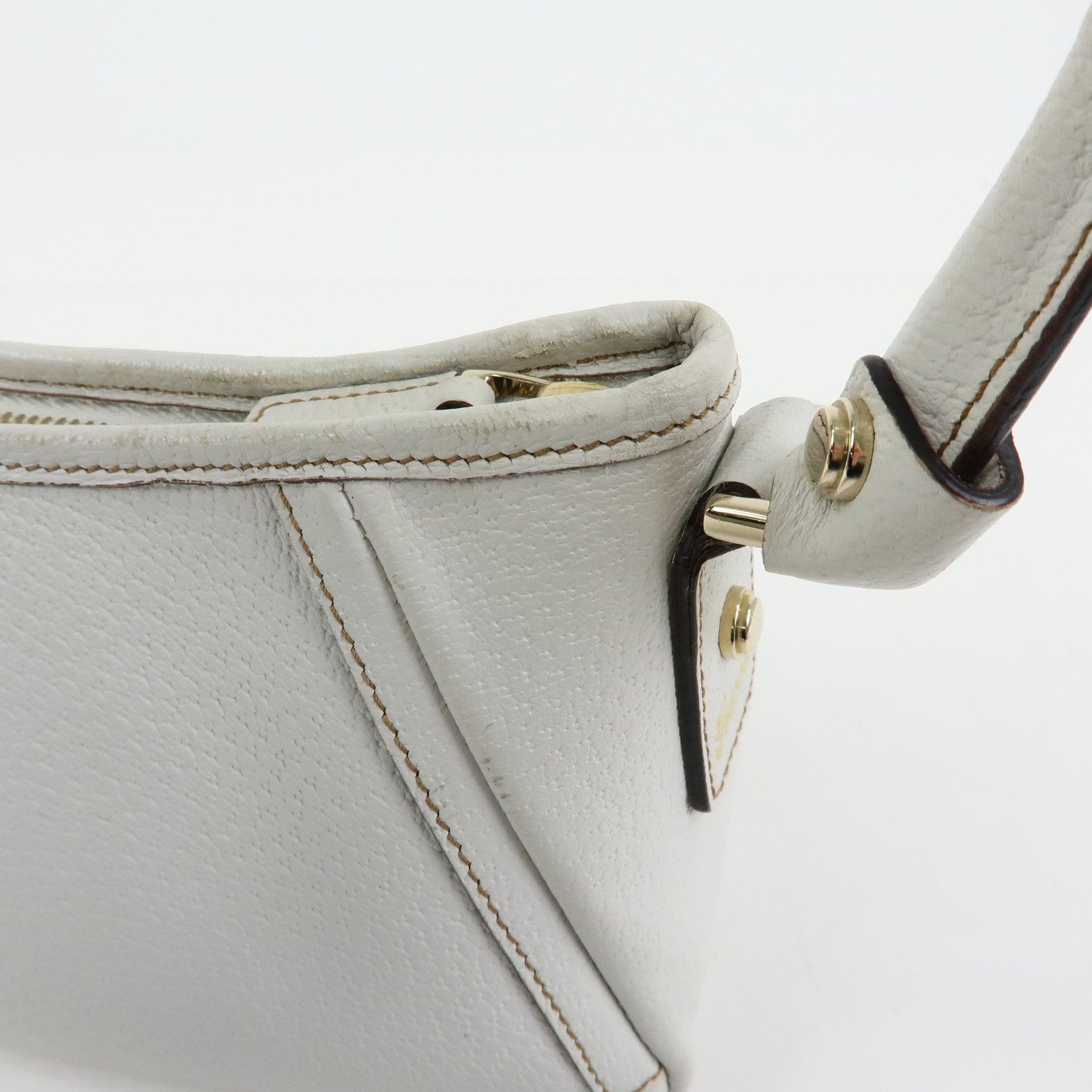 GUCCI Abbey Leather Shoulder Bag Hand Bag White 130939