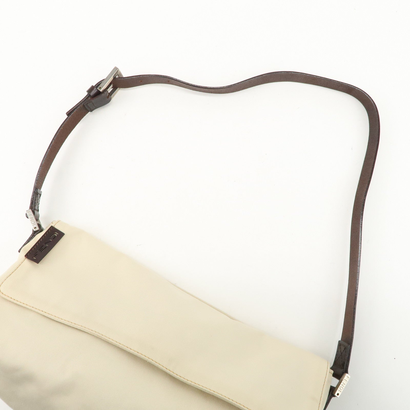 FENDI Canvas Shoulder Bag Hand Bag Ivory Silver Hardware