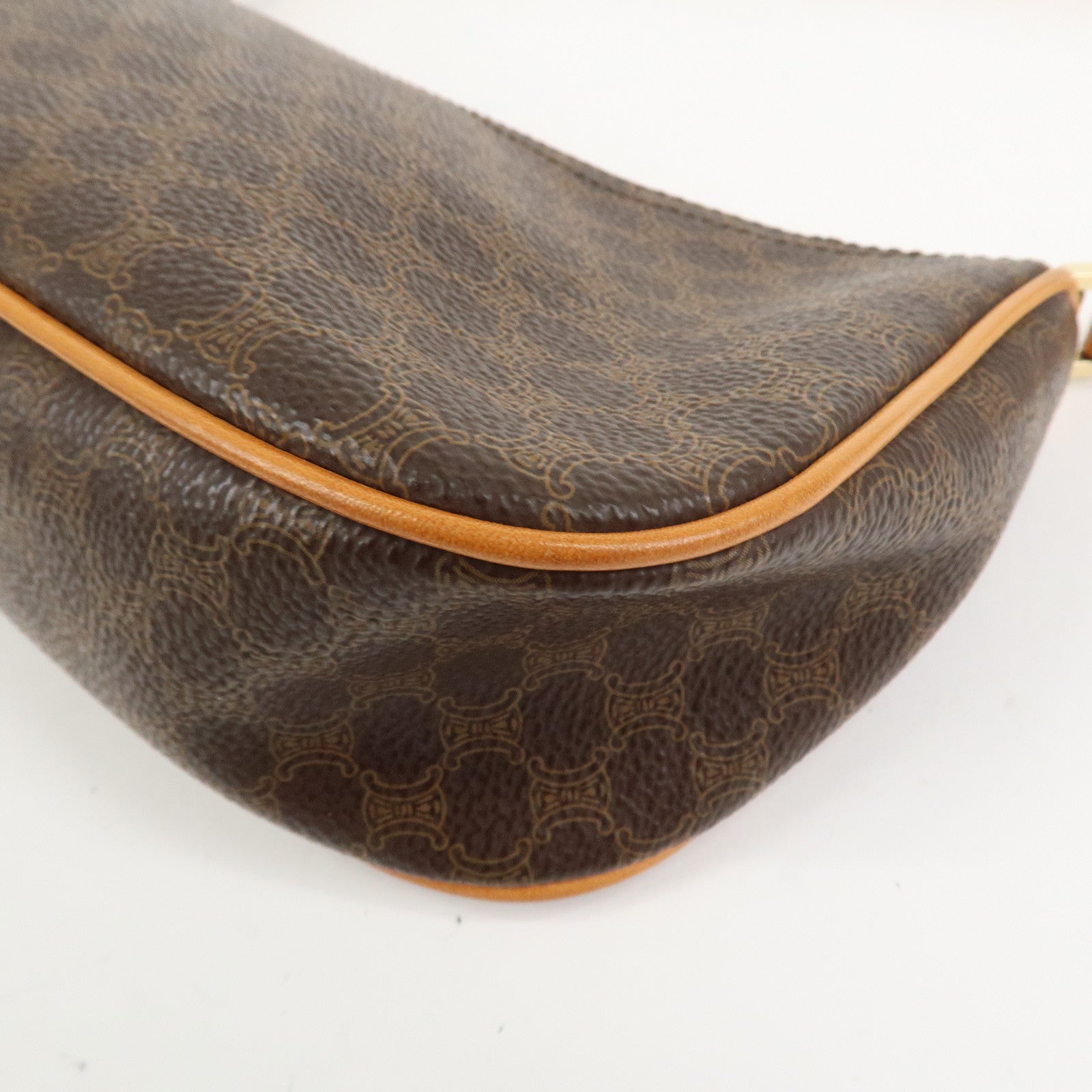 CELINE Macadam Logo PVC Leather Shoulder Bag Hand Bag Brown