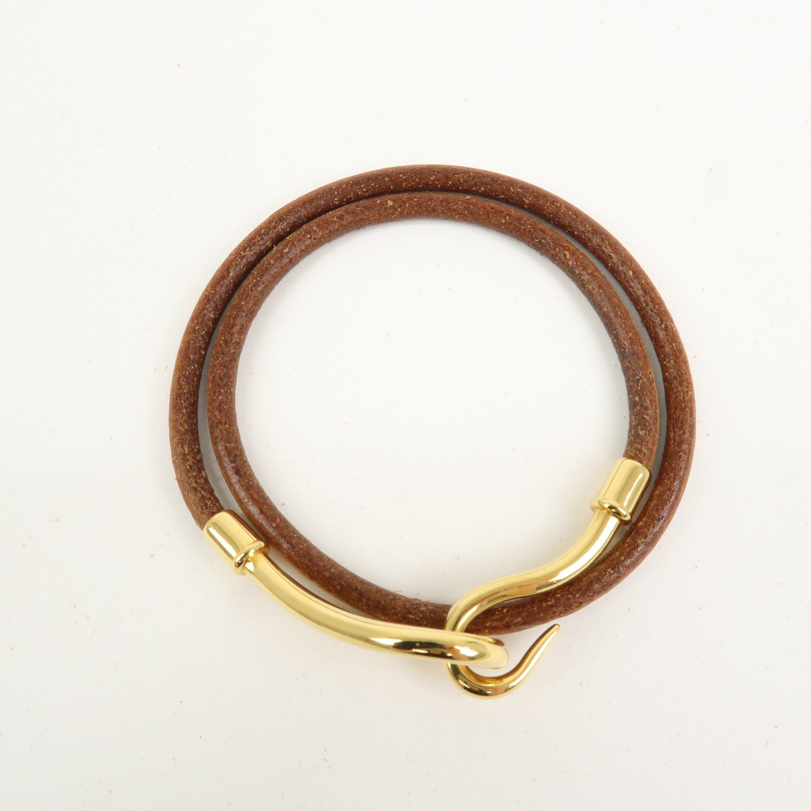 HERMES Jumbo Leather Choker Bracelet Brown