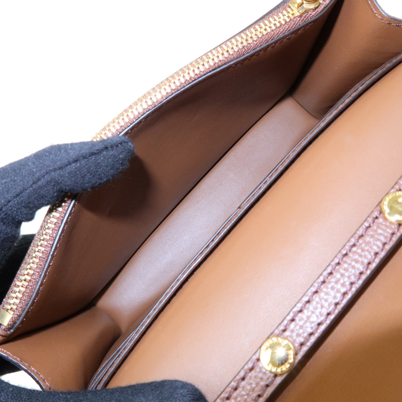 BURBERRY Nova Plaid Leather Canvas Chain Shoulder Bag Brown Beige