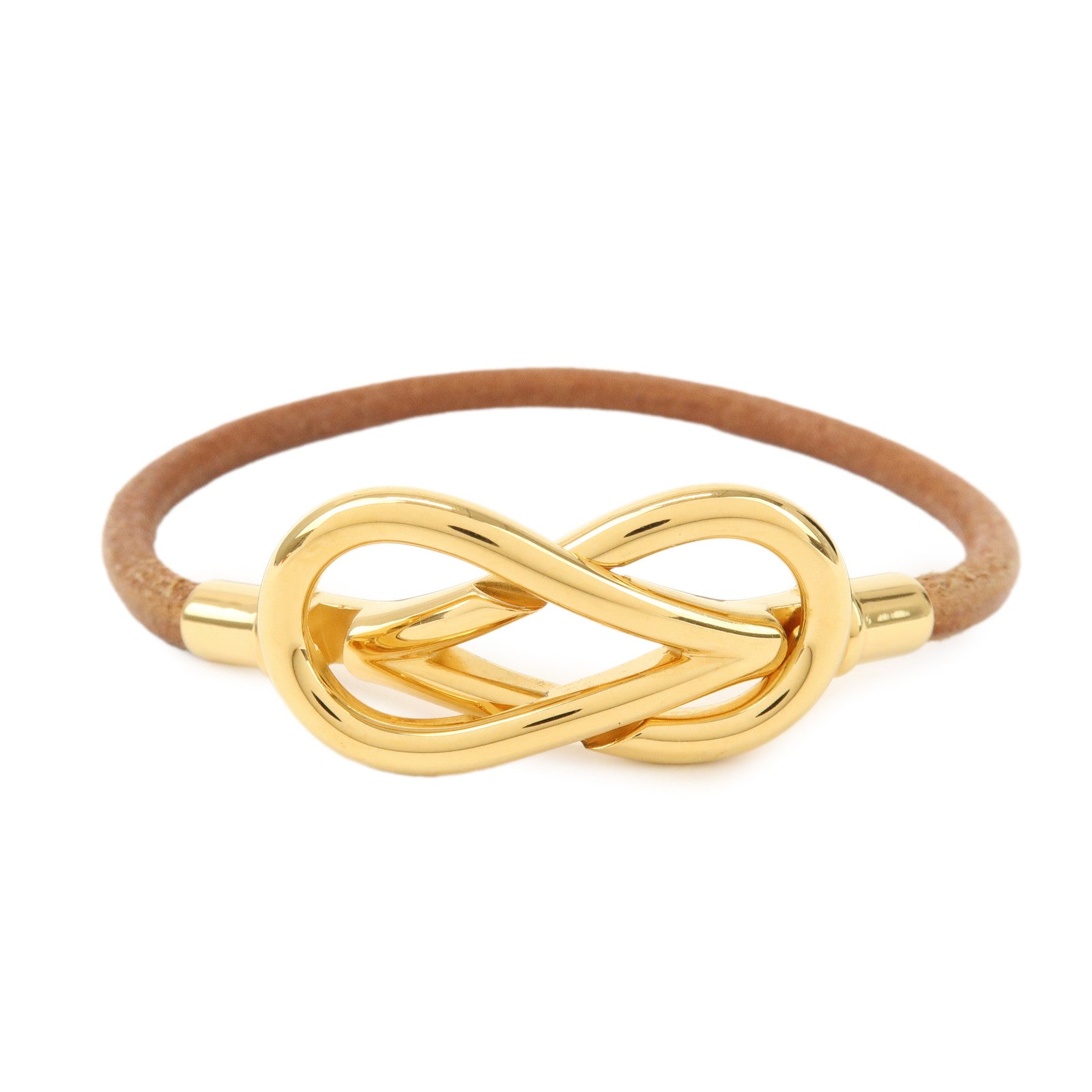 HERMES Attelage Bracelet Logo Metal Brown