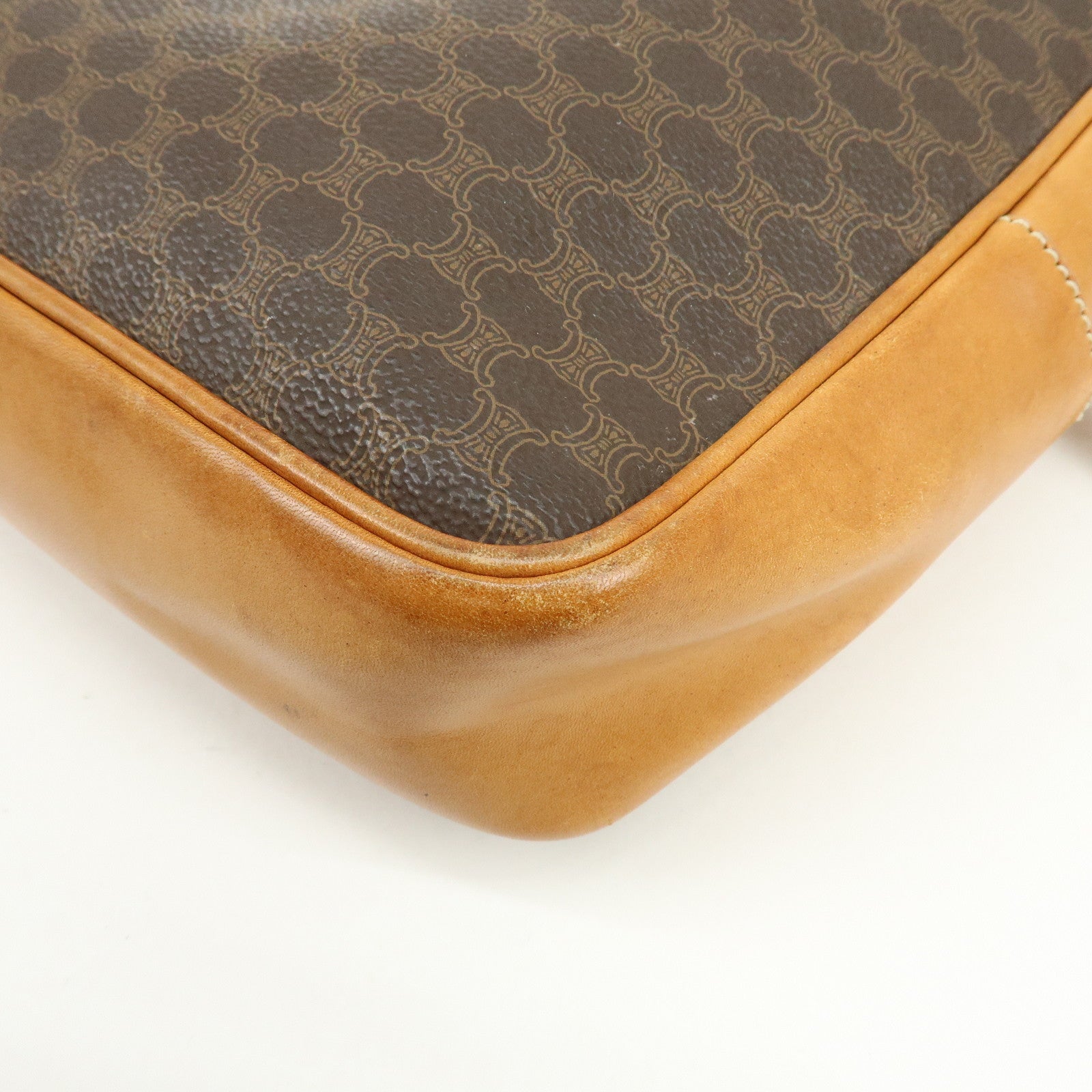 CELINE Macadam PVC Leather Hand Bag Tote Bag Brown