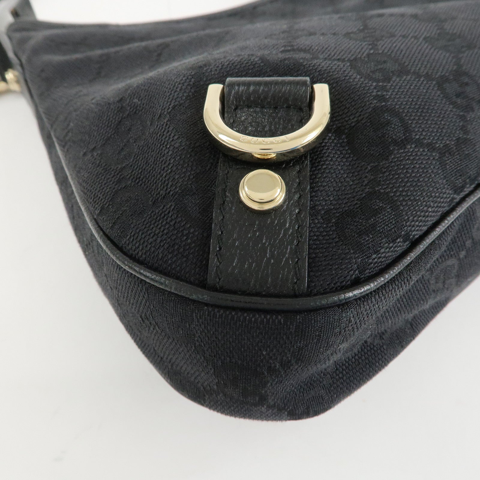 GUCCI Abbey GG Canvas Leather Shoulder Bag Black 130738 Used