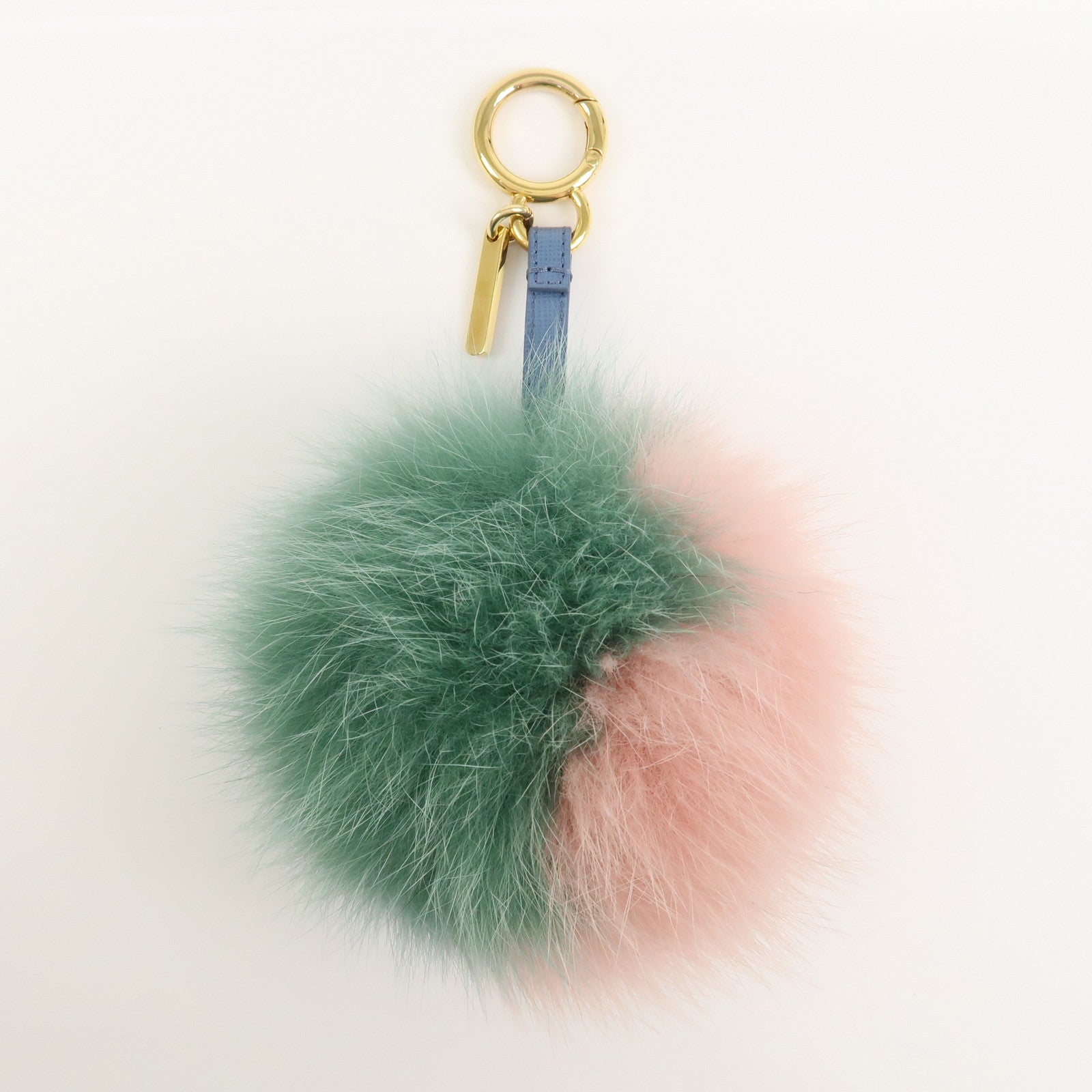 FENDI Pom Pom Fur Charm Key Chain Bag Charm Pink Green Blue 7AR259