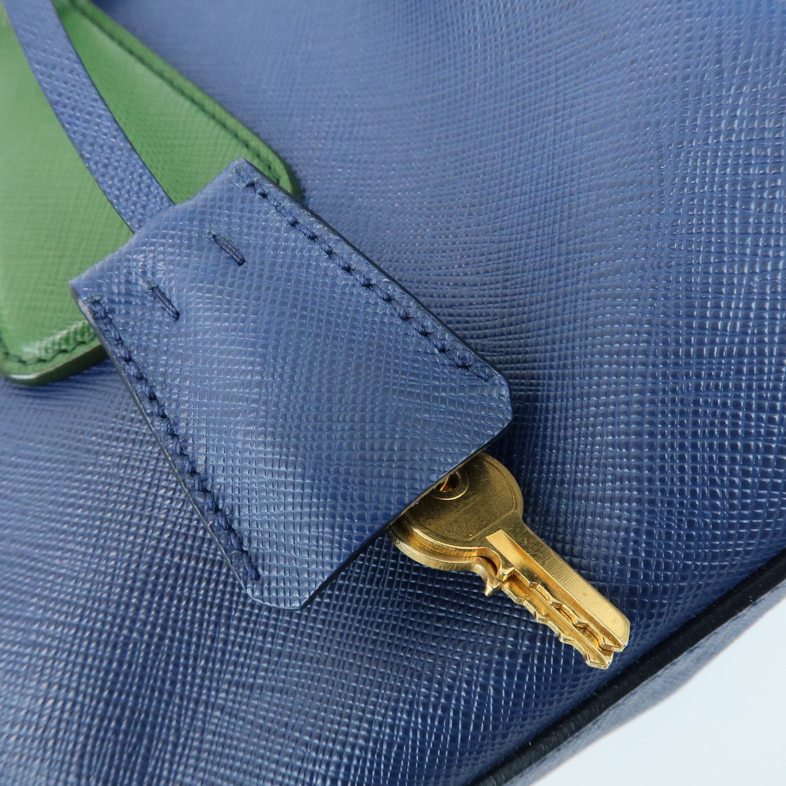 PRADA Triangle Logo 2Way Bag Hand Bag Shoulder Bag Blue Green