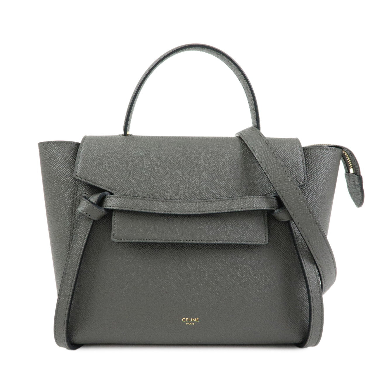 CELINE Belt Bag Calf Leather Micro 2WAY Hand Bag Shoulder Bag Grey